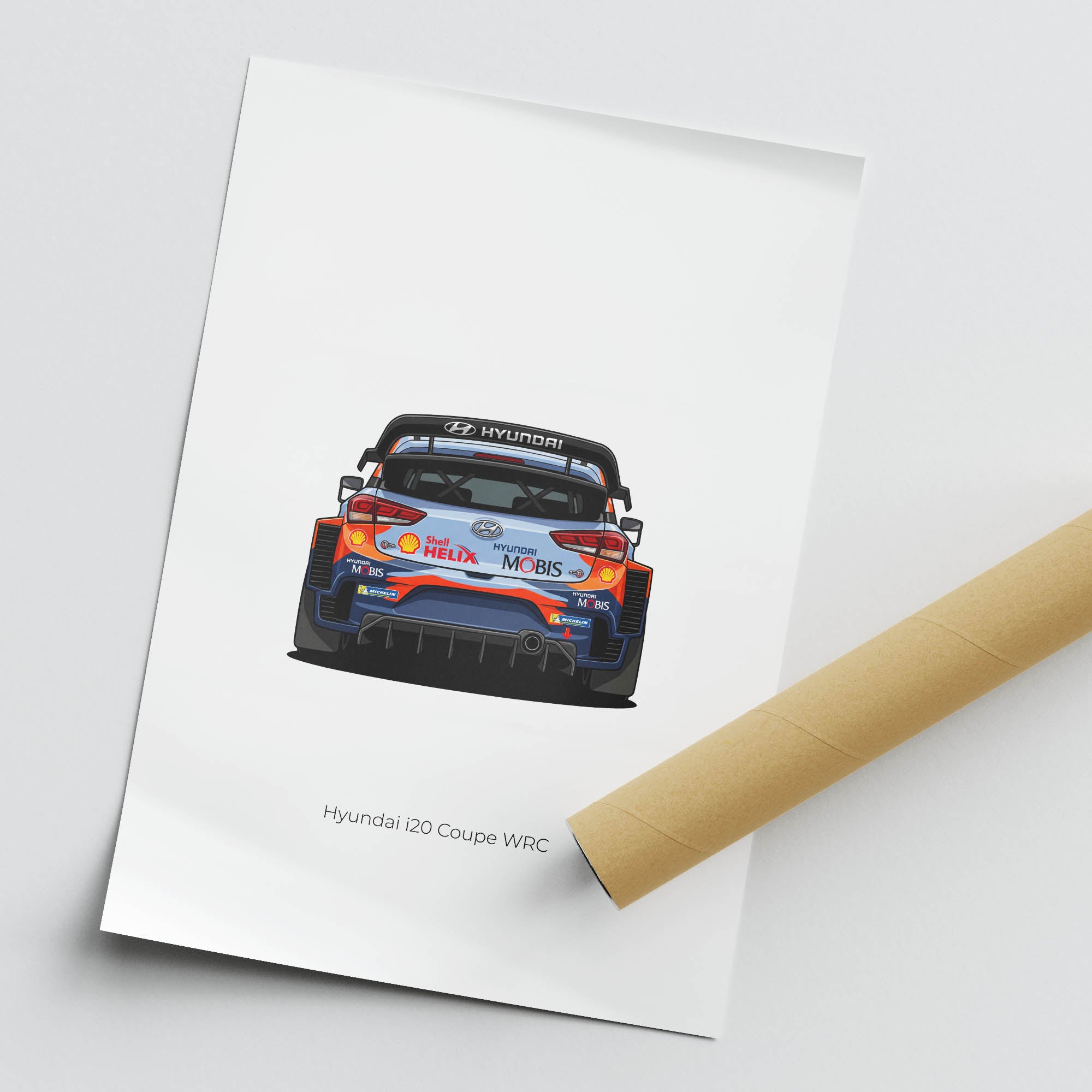 Hyundai I20 Coupe Poster – 2019 WRC Car Print With Blue Orange Livery