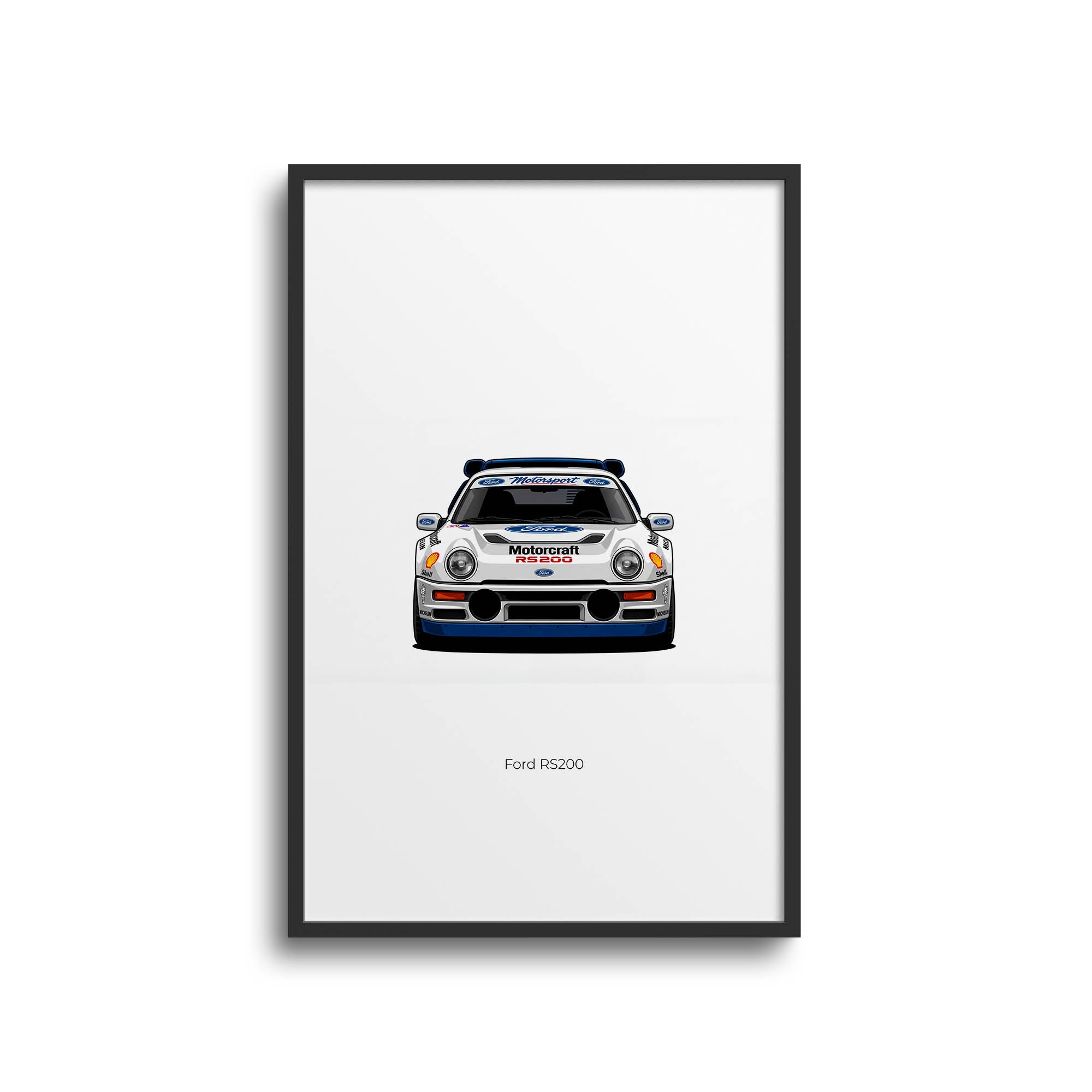 Ford Rs200 Poster - 1986 Motorsport Racing Print | Blue White Livery Art