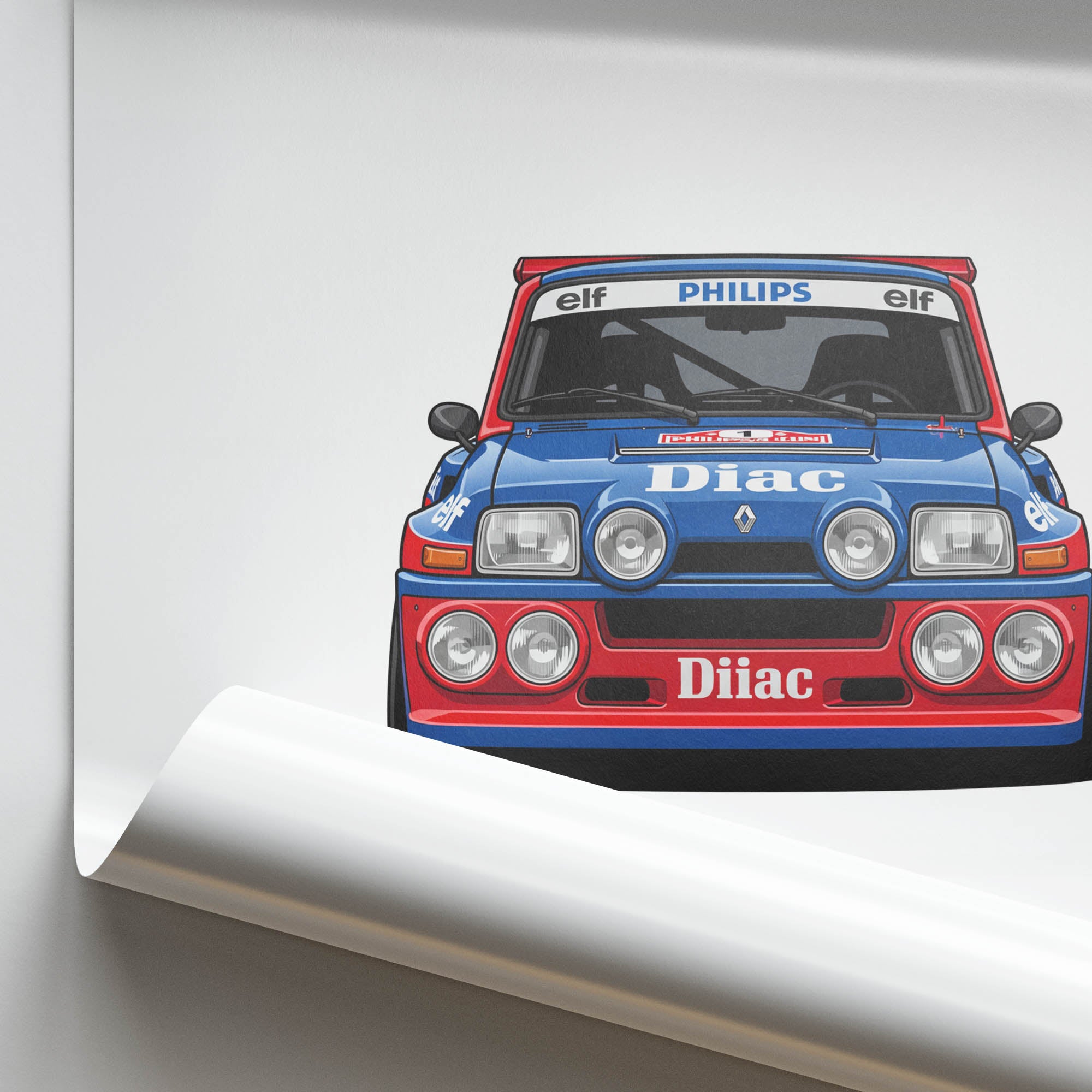 Renault 5 Maxi Turbo Poster - 1985 Blue Red Livery Vintage Racing Print