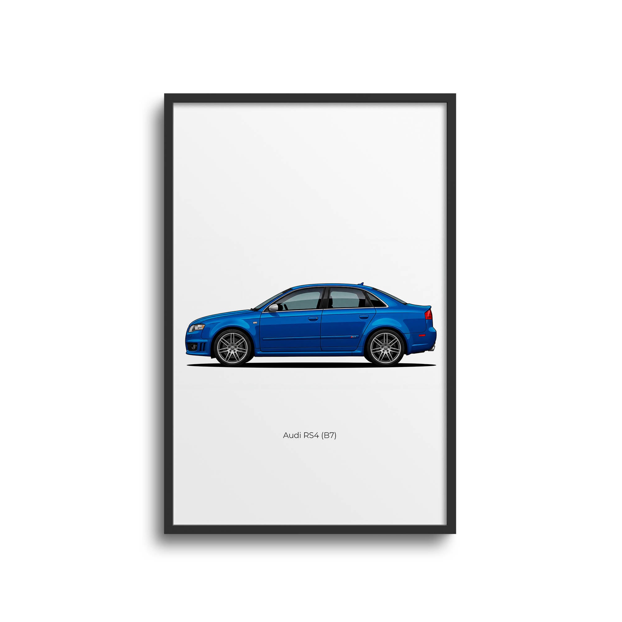 Audi RS4 B7 Poster - 2006 Sprint Blue Car Wall Art Print by Grancorsa