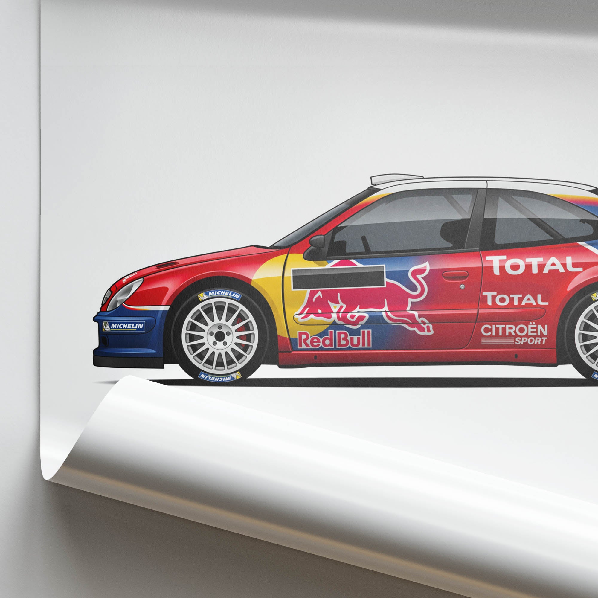 Citroen Xsara Poster - 2004 Rally Car Print With Red Blue Livery Art