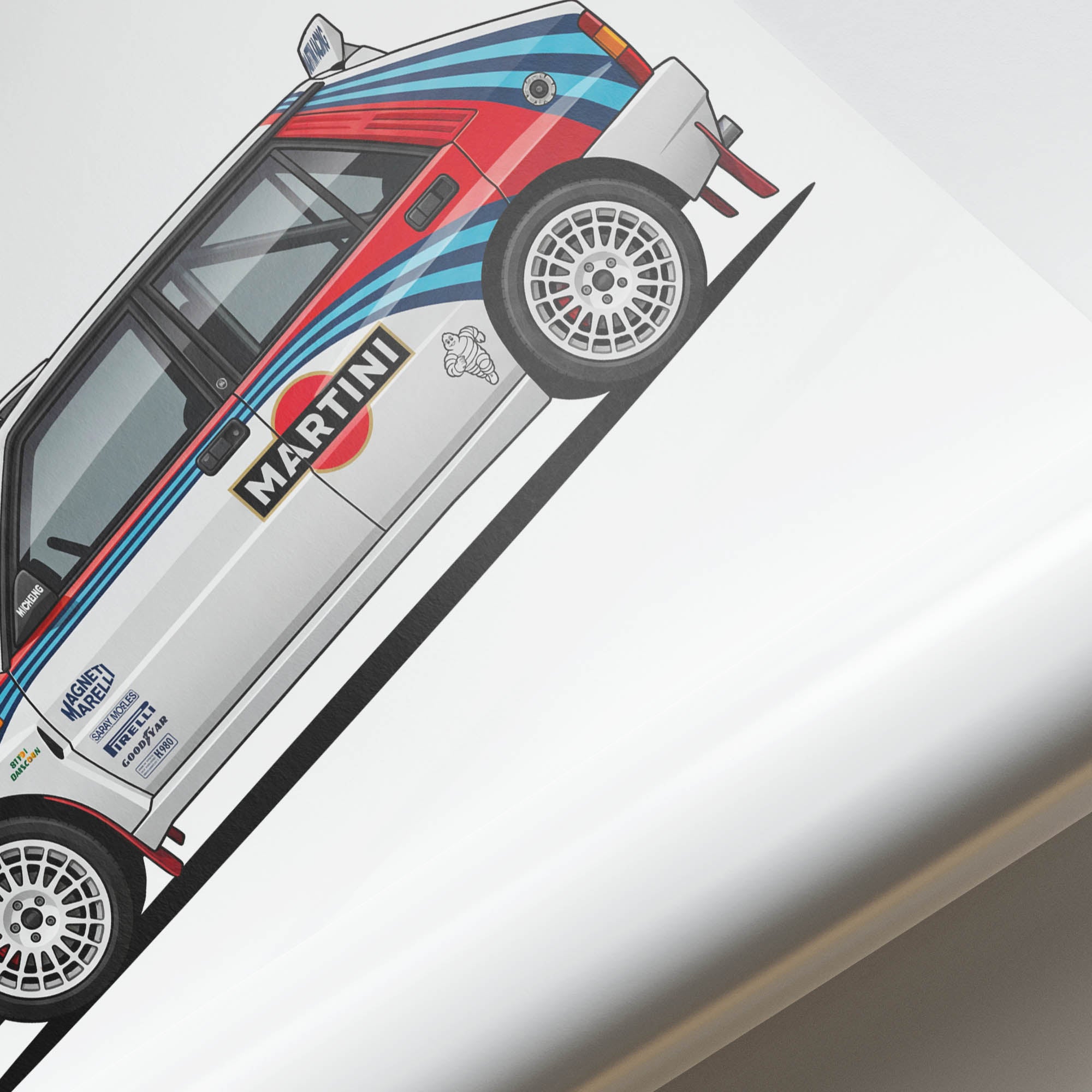 Lancia Delta Integrale Poster - 1992 Martini Racing Safari White Stripes Print