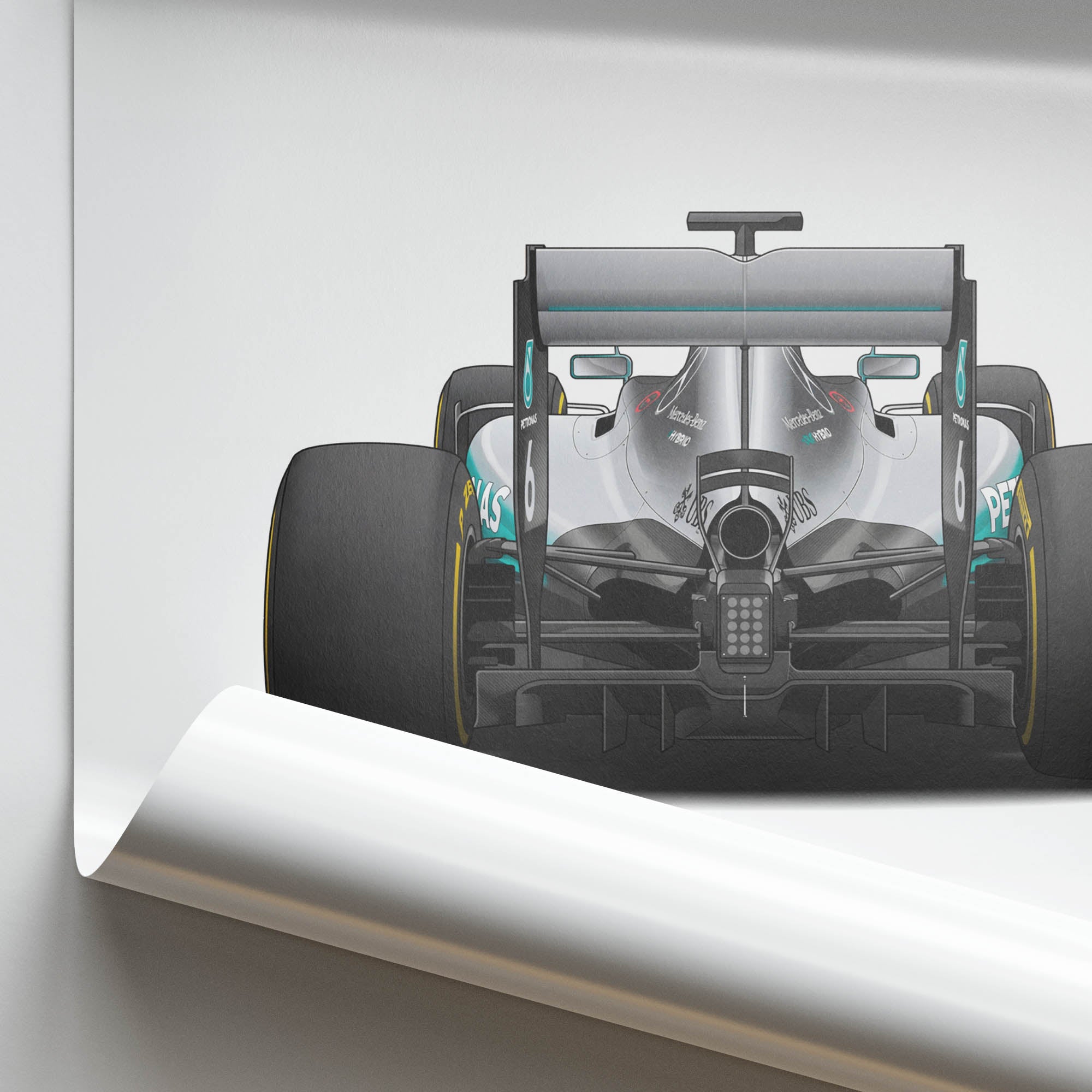 2016 Mercedes AMG W07 Hybrid Nico Rosberg – Car Print (Back)
