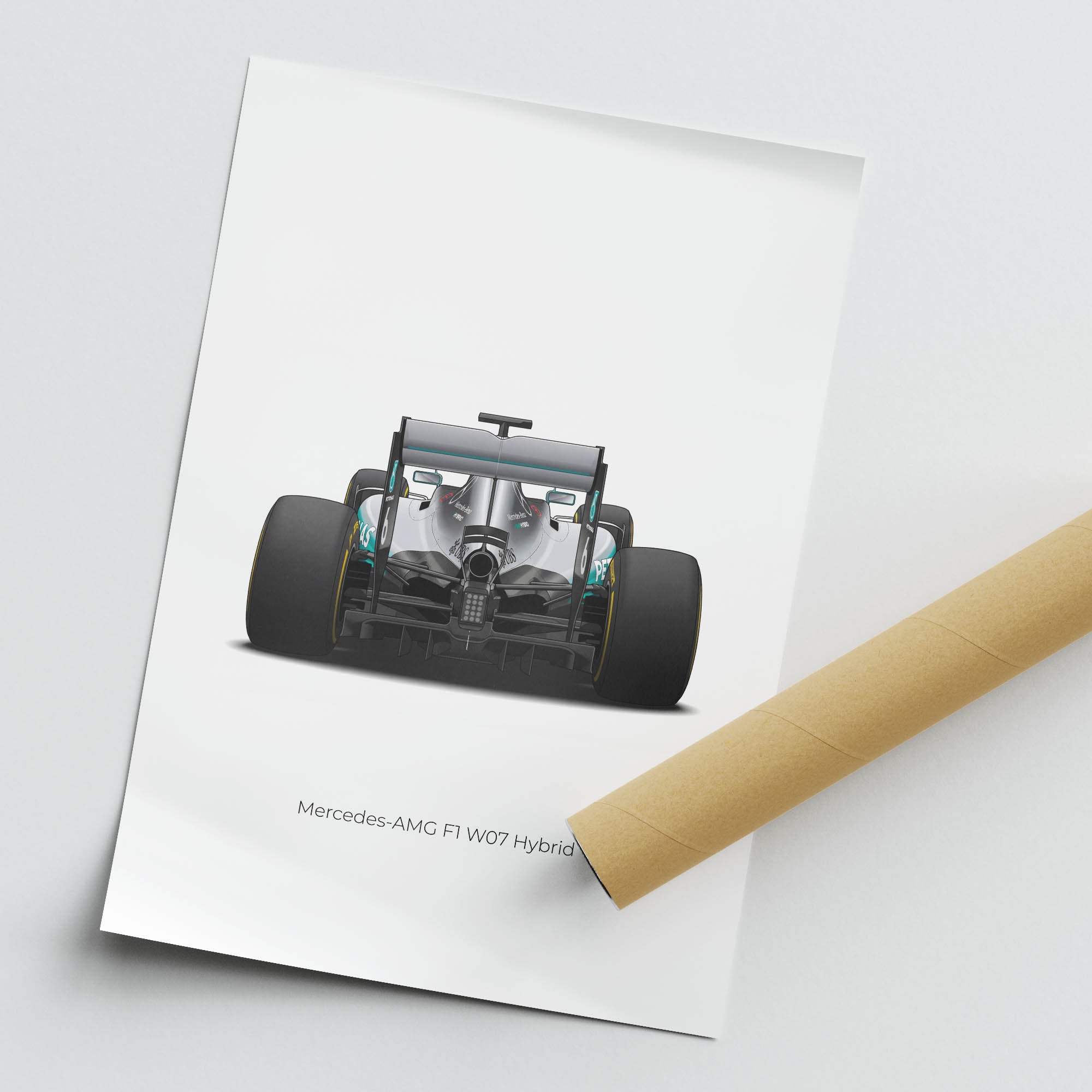 2016 Mercedes AMG W07 Hybrid Nico Rosberg – Car Print (Back)