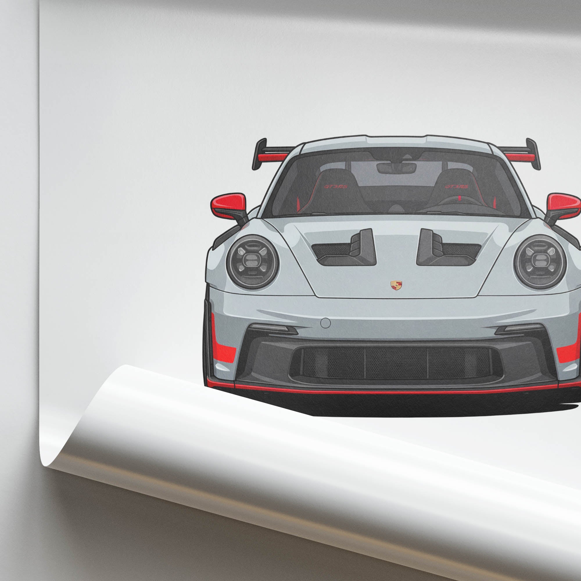 2023 Porsche 911 GT3 RS 992 Ice – Car Print (Front)