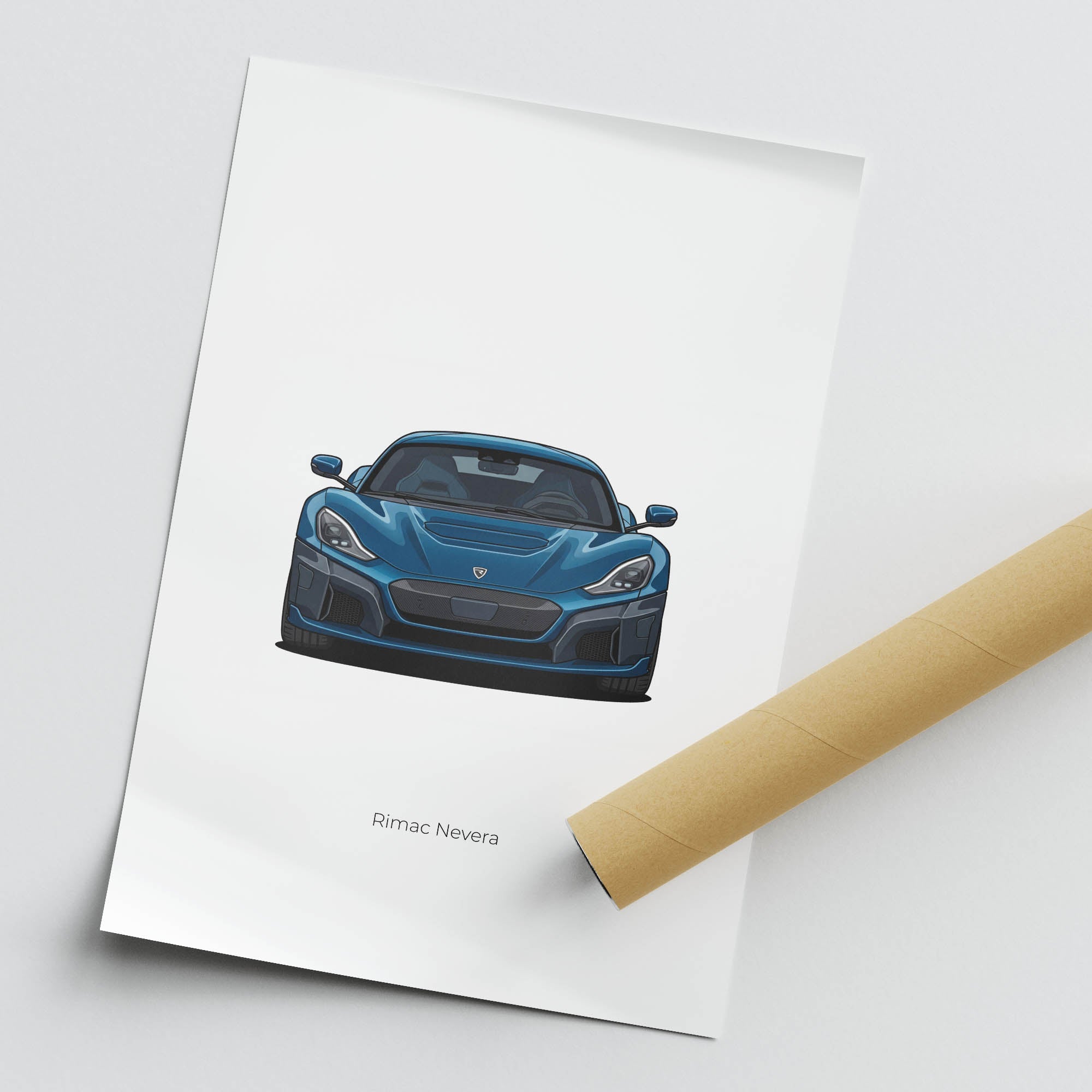 Rimac Nevera Poster – 2022 Blue Electric Supercar Artwork Print