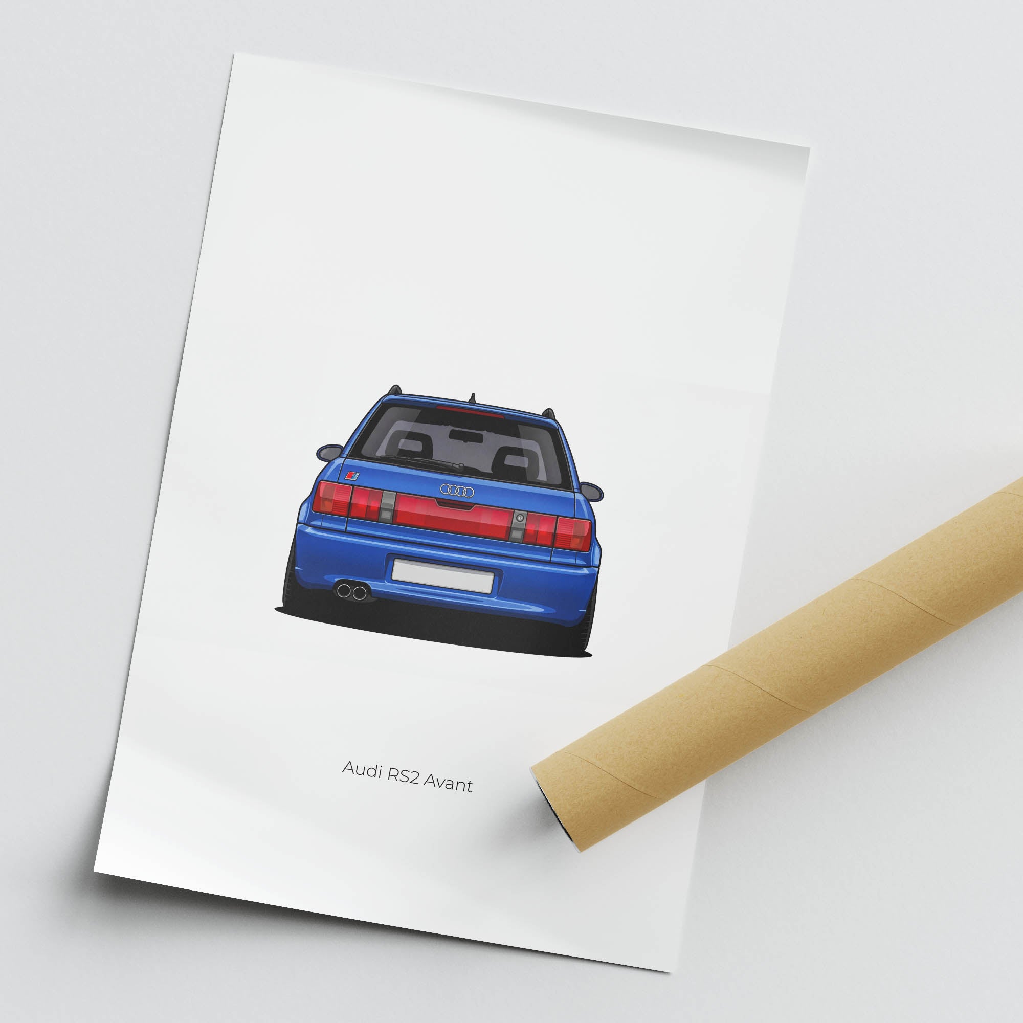 Audi RS2 Avant Poster – Classic 1994 Nogaro Blue Car Wall Art Print
