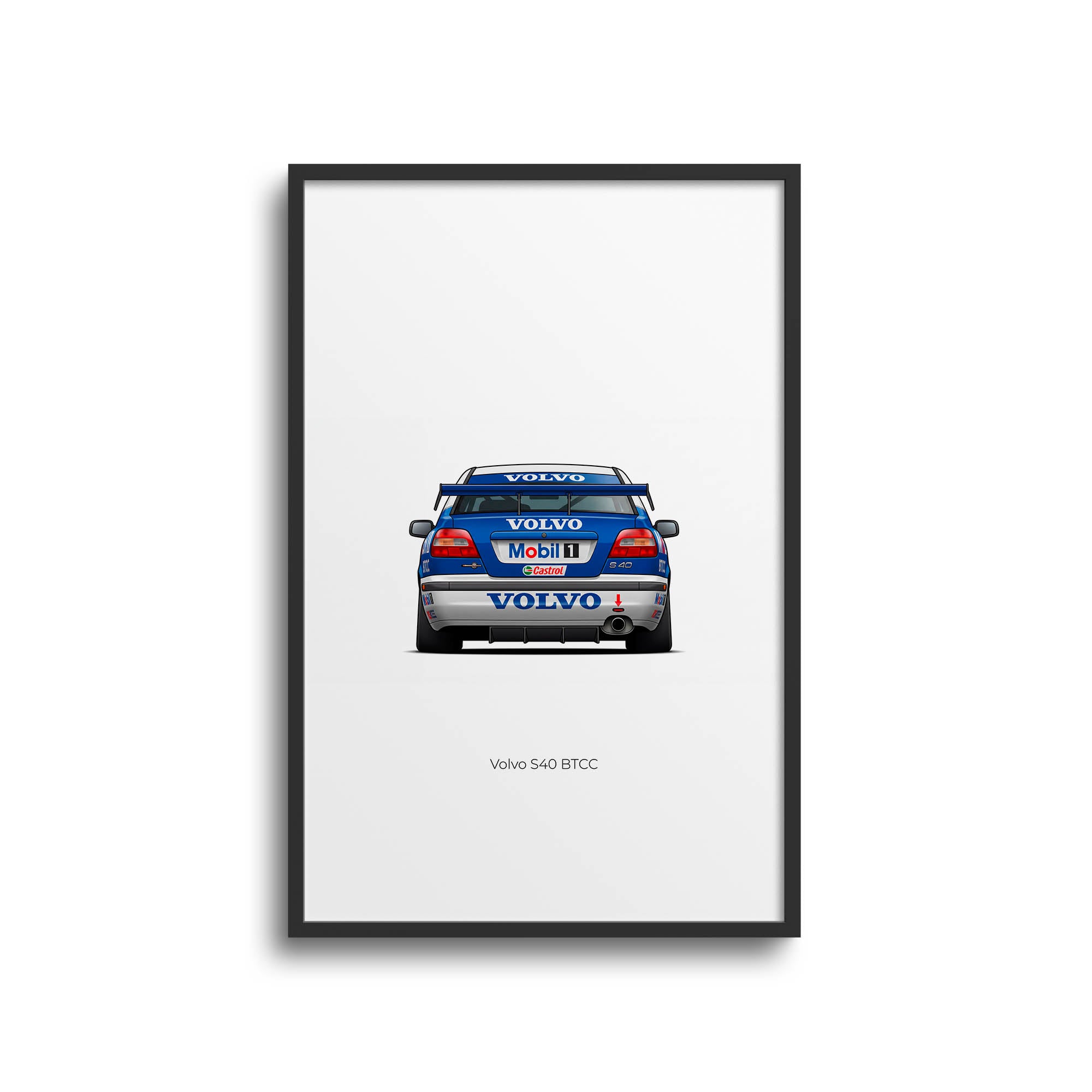Volvo S40 BTCC Poster - 1998 Rickard Rydell Blue White Livery Racing Car Print
