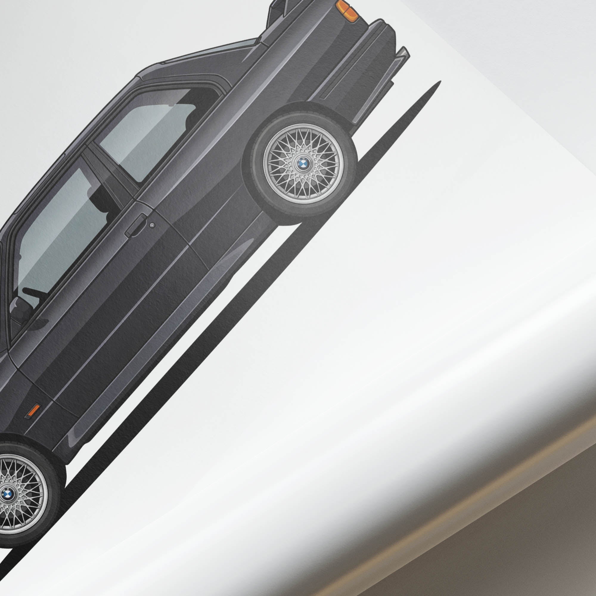 BMW M3 E30 Poster - 1987 Diamond Black Metallic Classic Car Wall Art