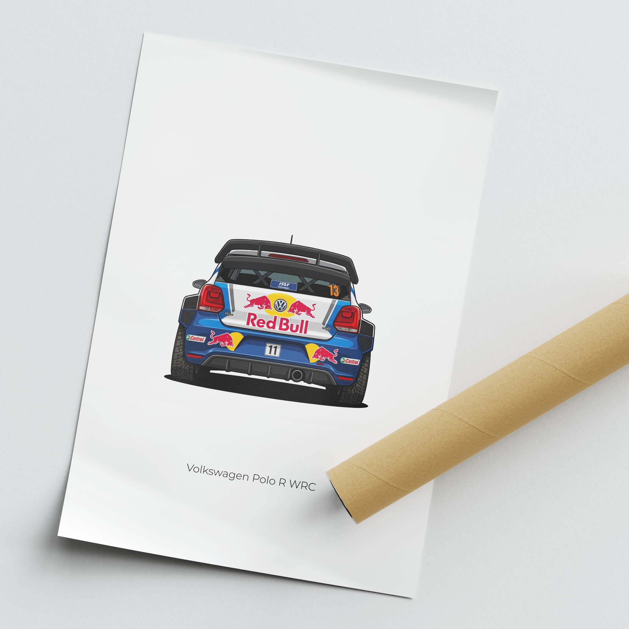 Volkswagen Polo Poster - 2013 Red Bull Rally Car Wall Art | Motorsport Decor