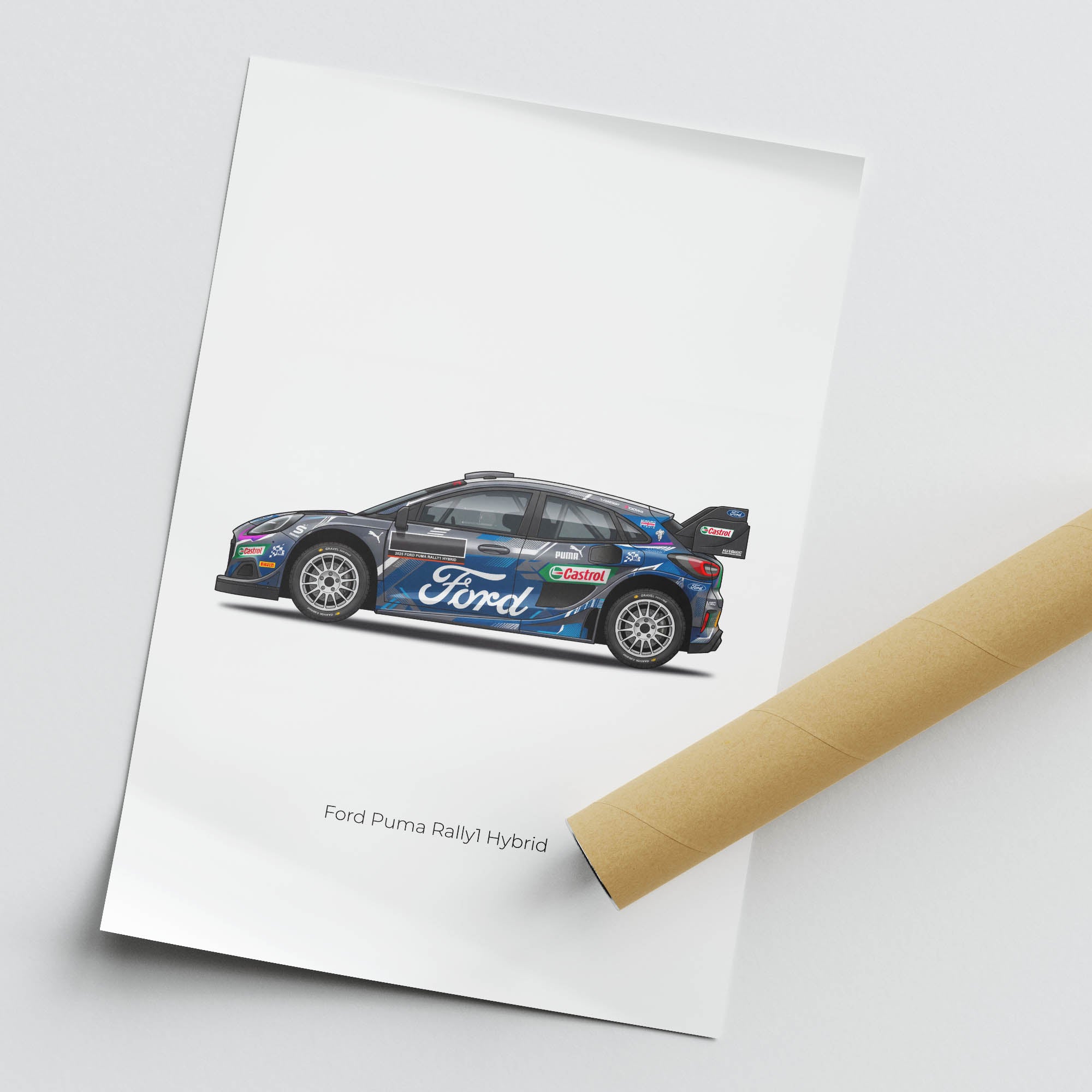 Ford Puma Rally1 Poster – 2025 Hybrid Rally Car M Sport Livery Print