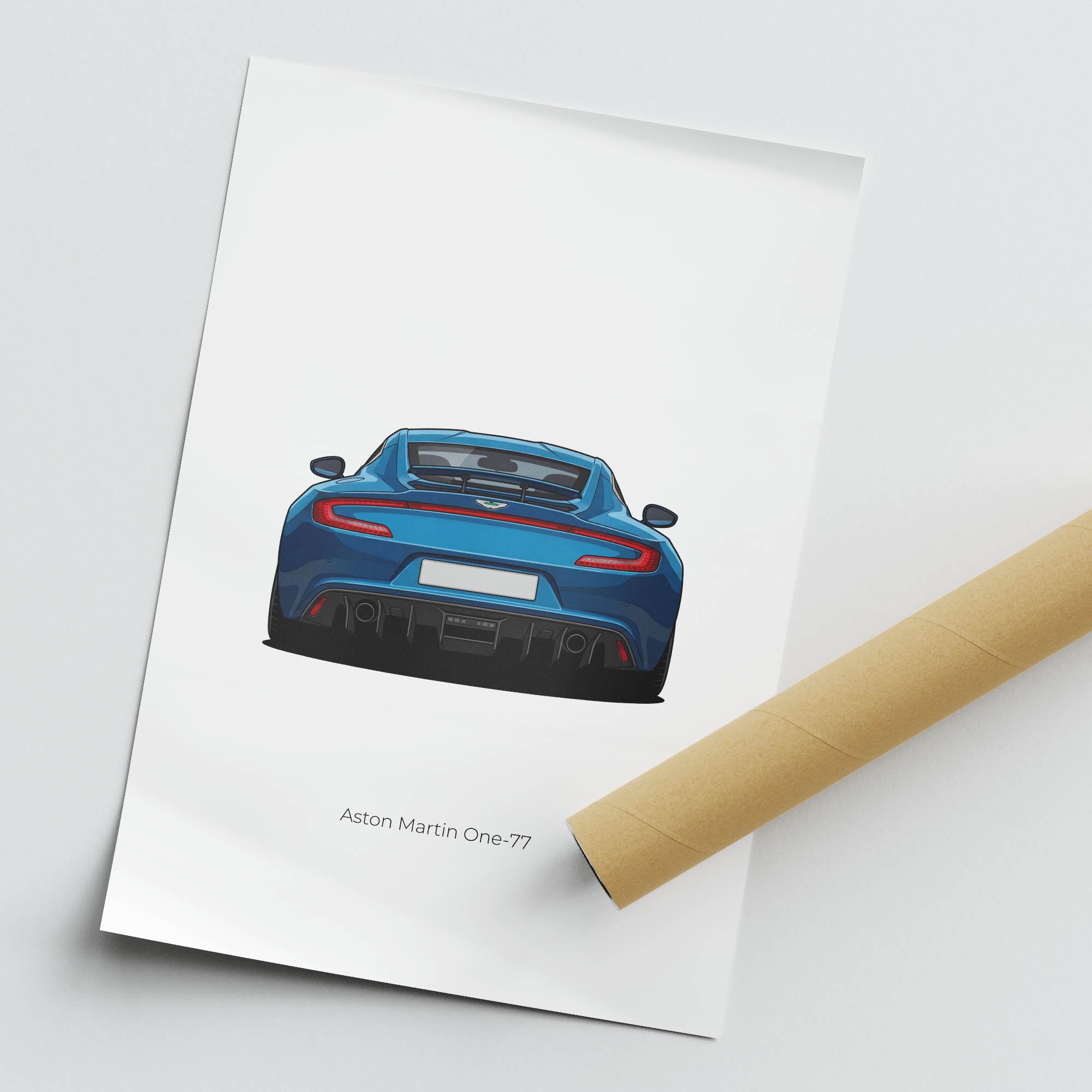Aston Martin One 77 Poster – Limited Edition Blue Villa D Este Car Print