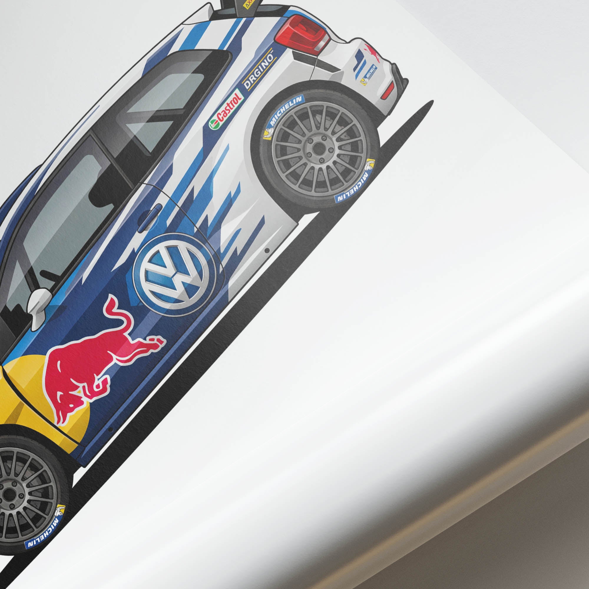 Volkswagen Polo Poster - 2013 Polo R Rally Car Side View Print | Red Bull Livery
