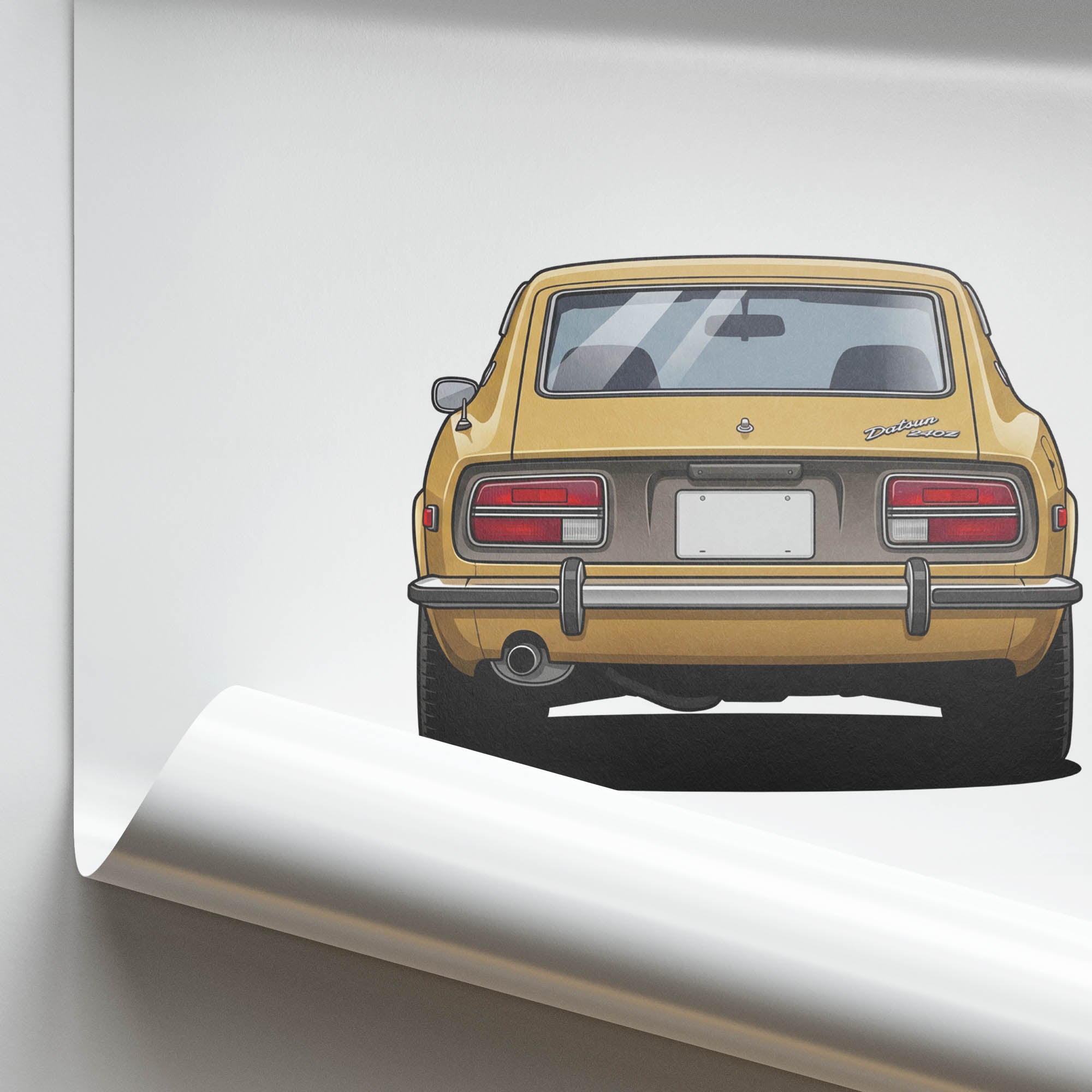 Datsun 240Z Poster – 1970 Safari Gold Vintage Car Print Wall Decor