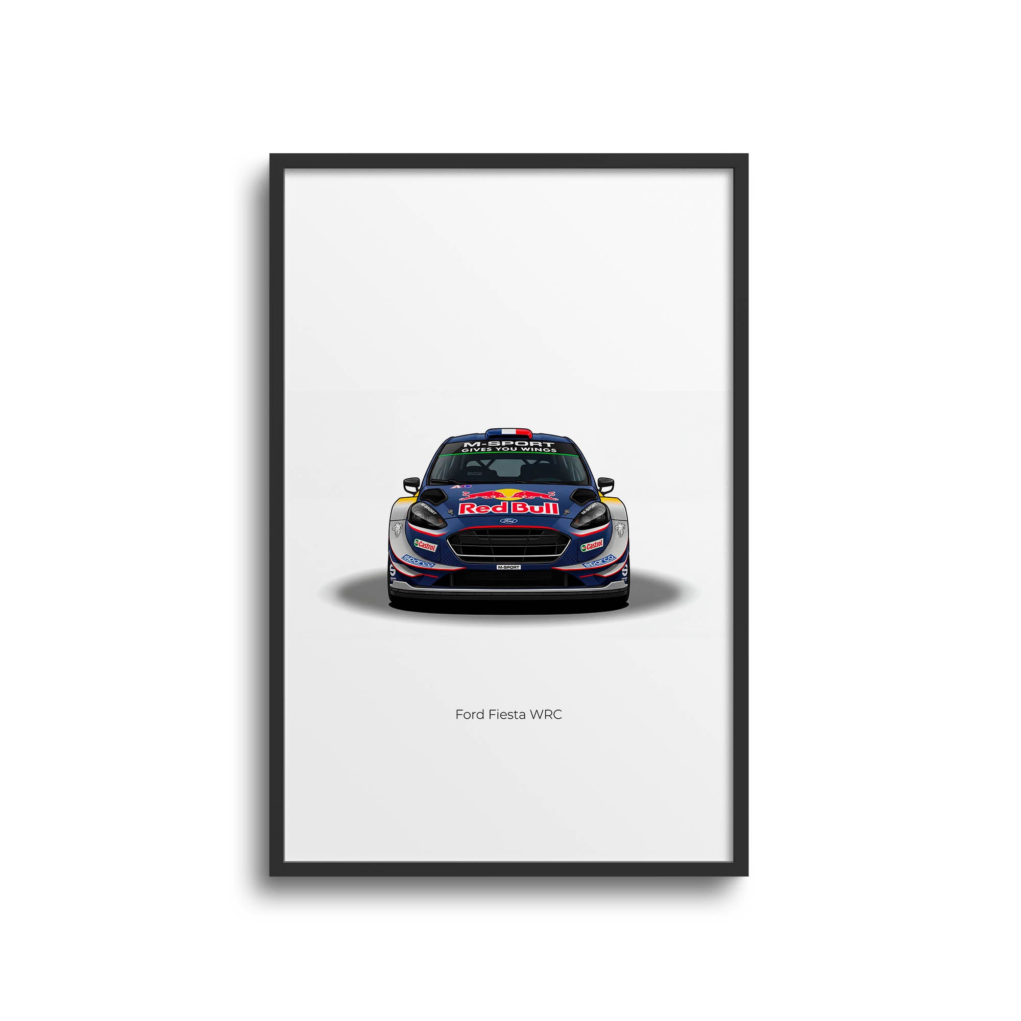 Ford Fiesta Poster - 2017 M Sport Red Bull Matte Blue Rally Car Wall Art Print