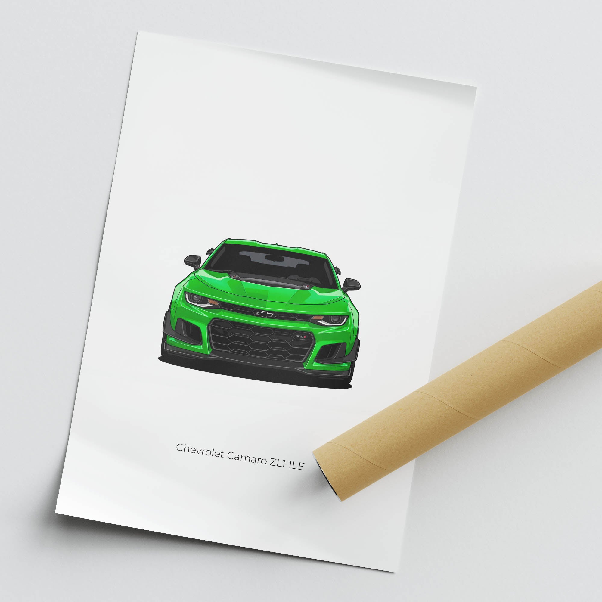 Chevrolet Camaro Poster – 2017 ZL1 1LE Krypton Green Muscle Car Art Print
