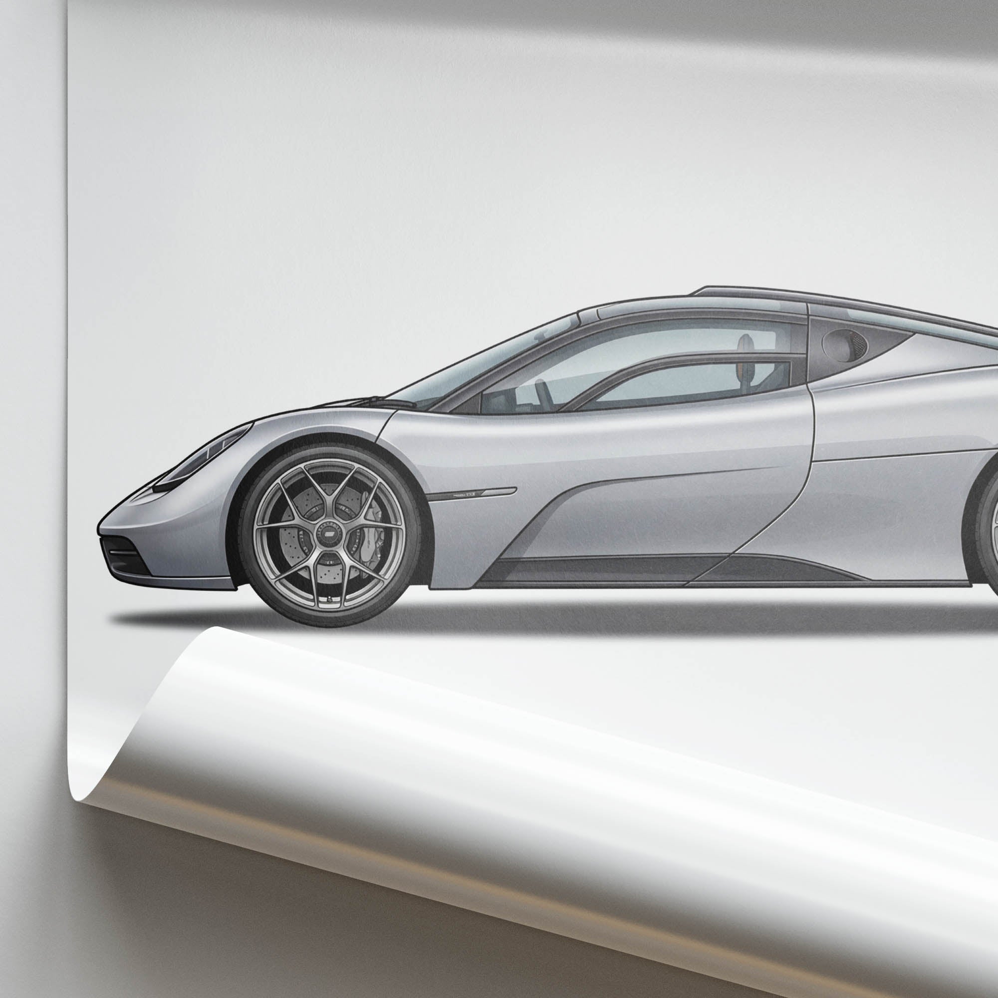 GMA T50 Poster – 2023 Silver Side View Car Art Print | Limited Edition