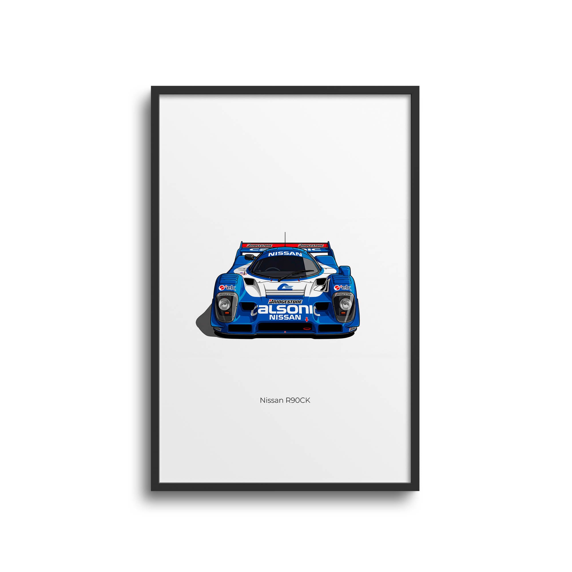 Nissan R90Ck Poster – 1990 Calsonic Blue And White Livery Race Car Print