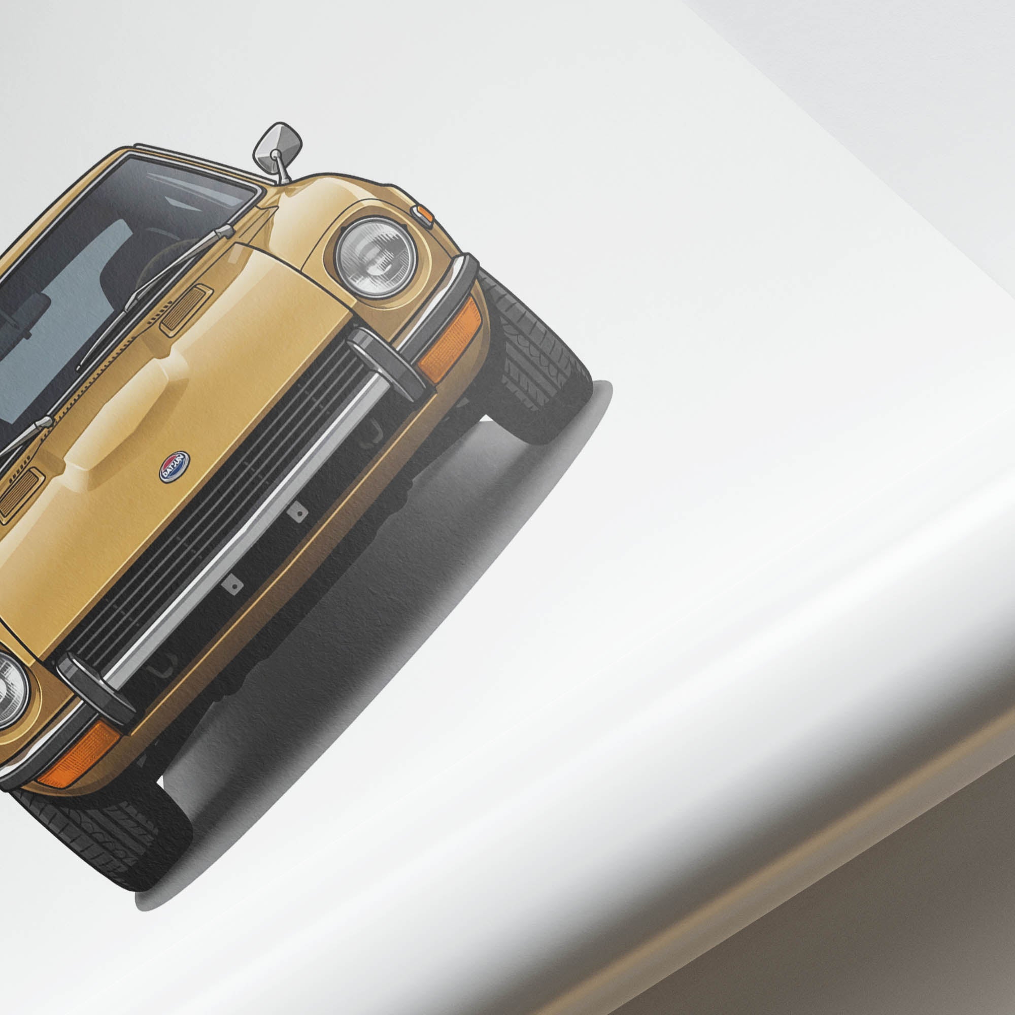 Datsun 240Z Poster – 1970 Safari Gold Edition Vintage Car Print Wall Art