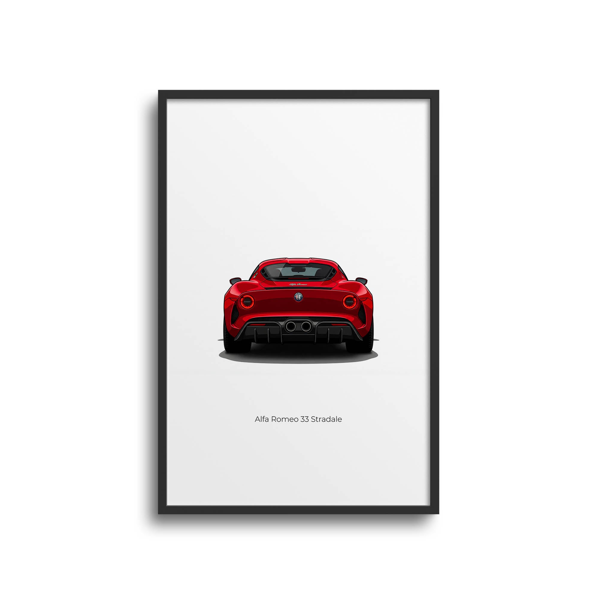 Alfa Romeo 33 Stradale Red Back View Poster – 2024 Italian Sports Car Print