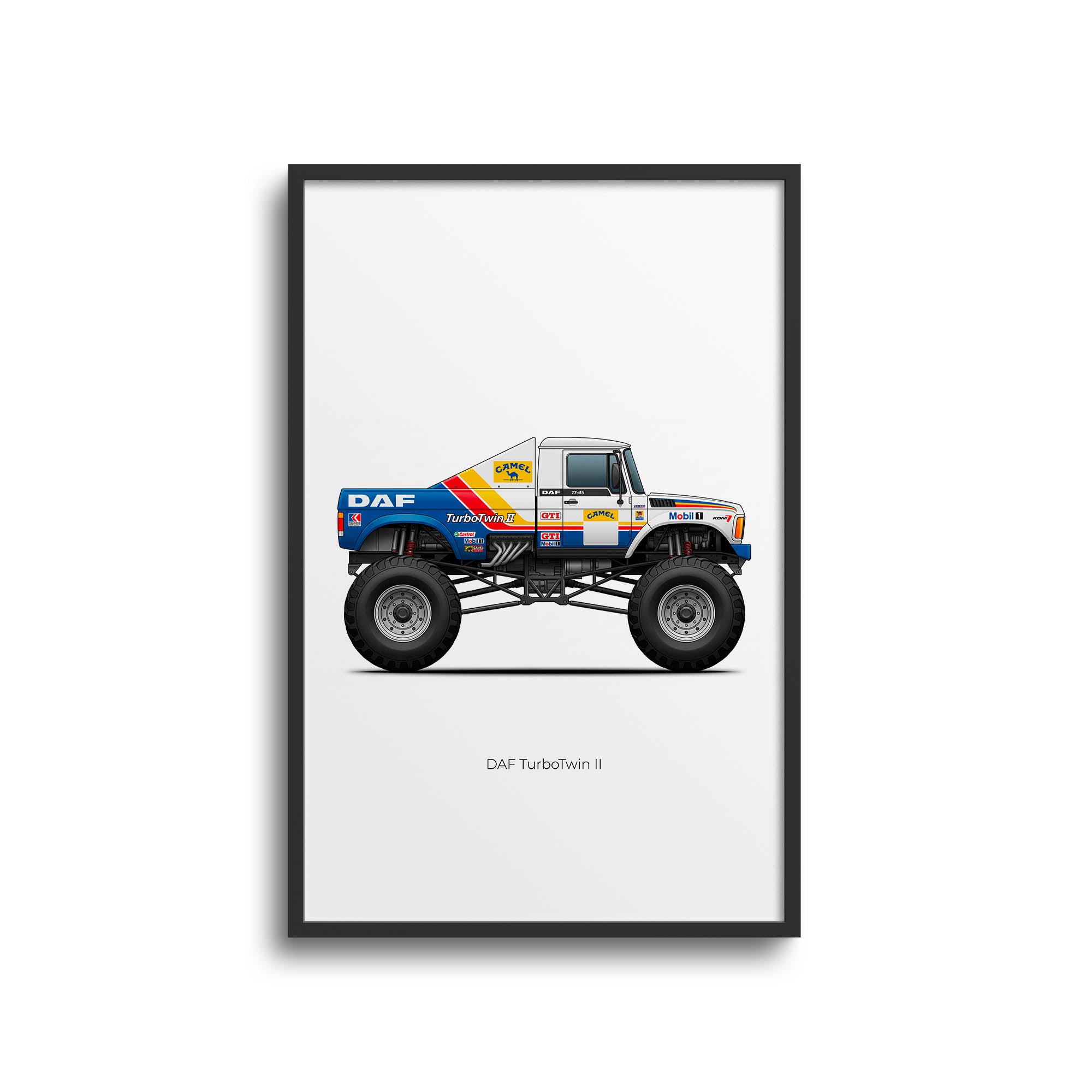 1988 Daf Turbotwin Poster – Vintage Dakar Truck Art | Twin Engine Motorsport Print
