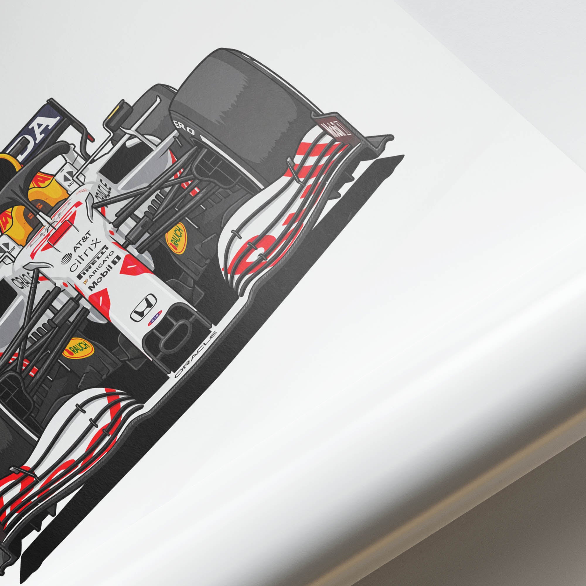 2021 Red Bull RB16B Max Verstappen White Honda – Car Print