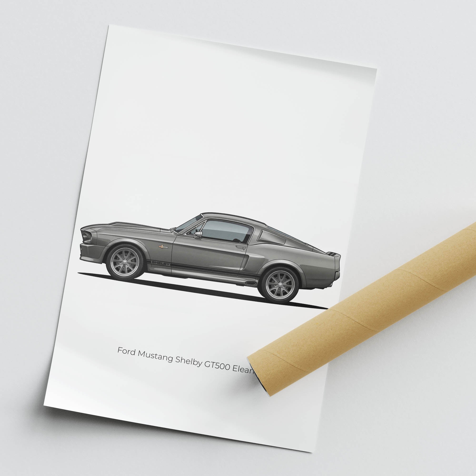 1967 Ford Mustang Shelby GT500 Poster – Eleanor Pepper Grey Metallic Side View