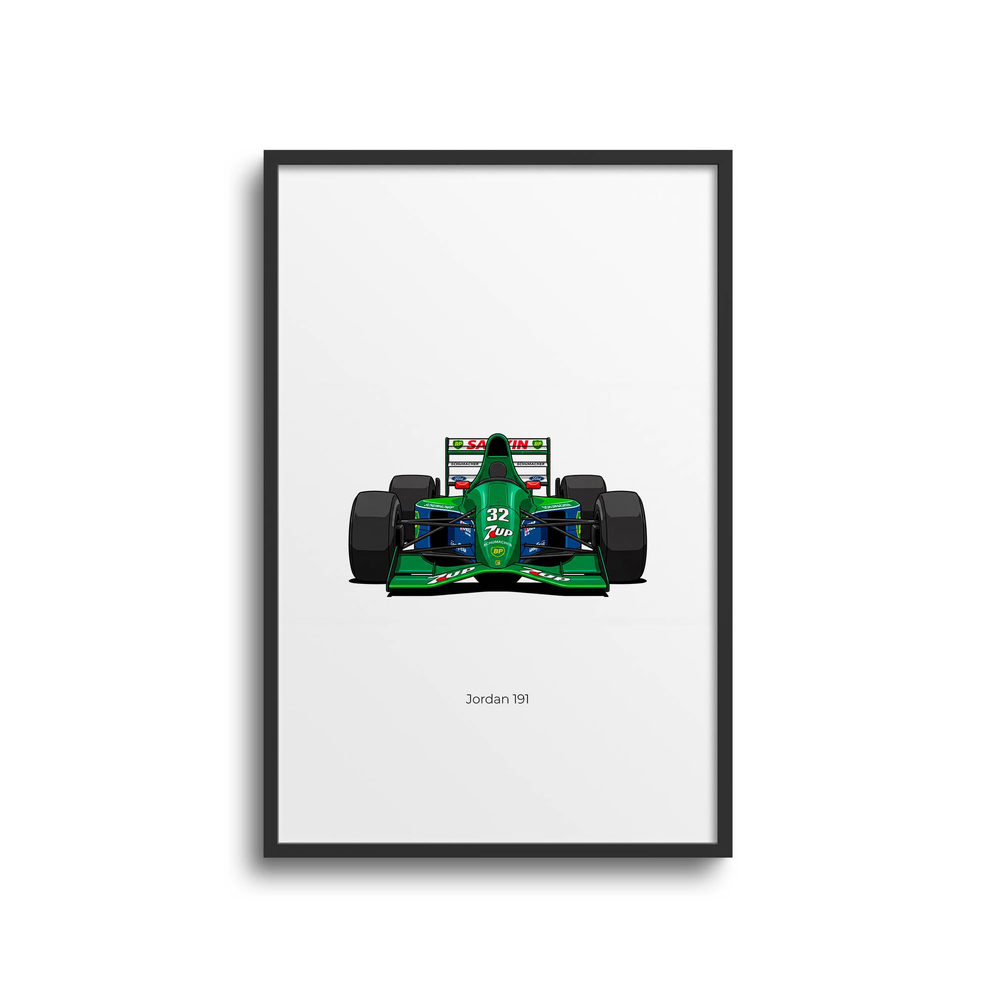 Jordan 191 Poster - 1990 Michael Schumacher Green Livery F1 Racing Print