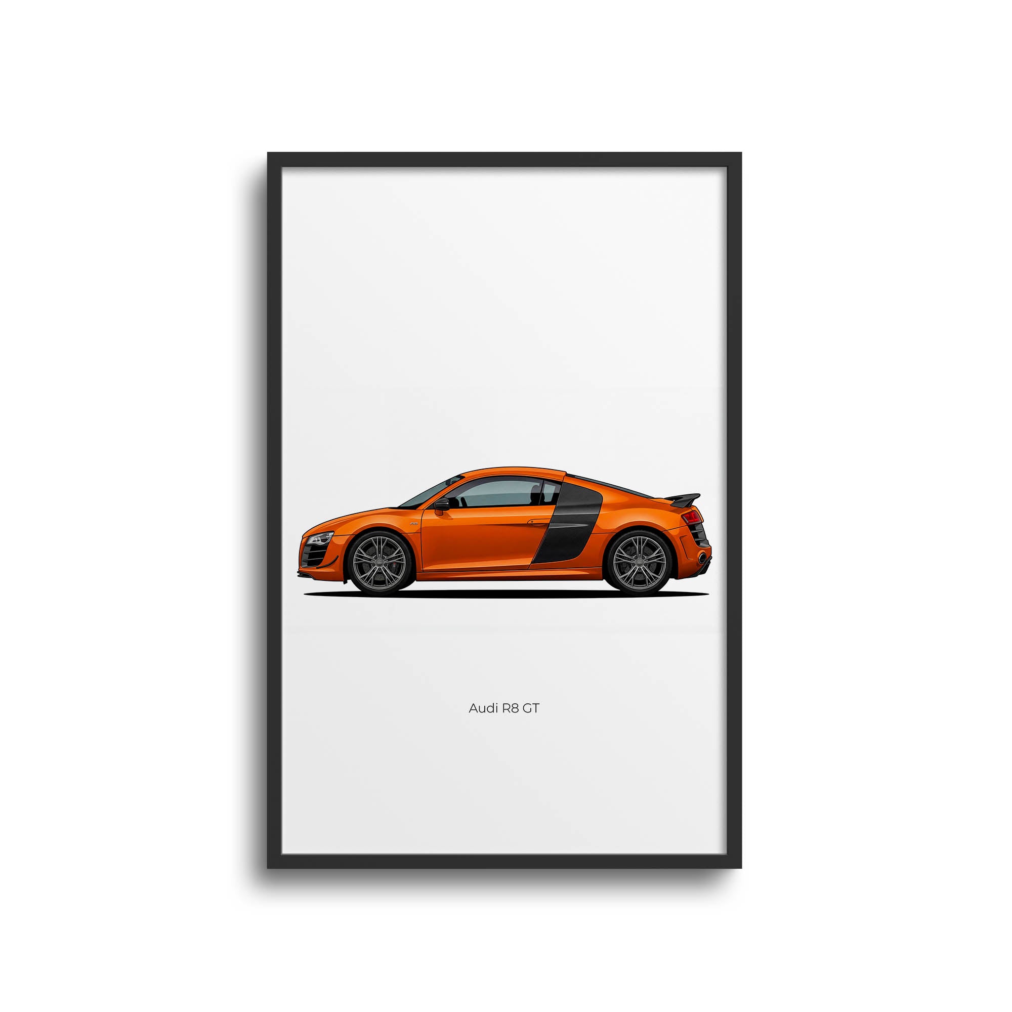 Audi R8 Poster - 2010 Samoa Orange Sports Car Art | Exotic Car Wall Art