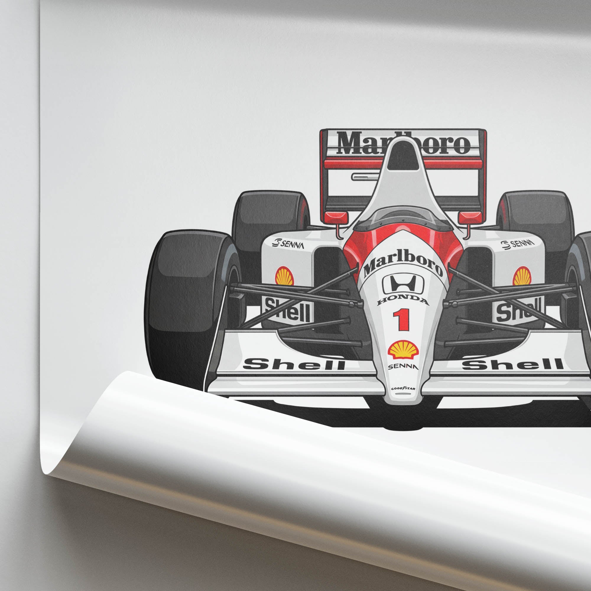1991 McLaren MP4 6 Ayrton Senna – Car Print (Front)