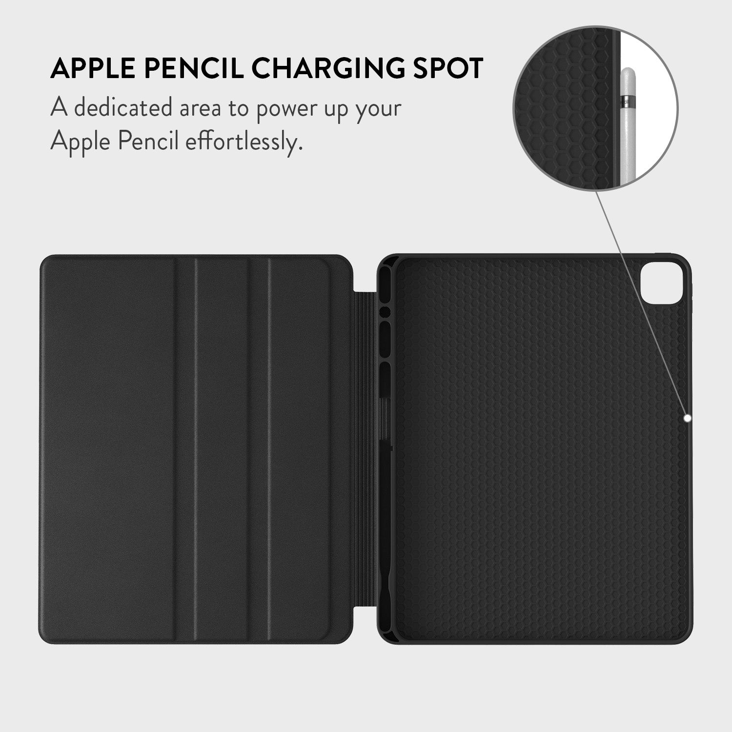 an Apple Pencil charging spot, which is a dedicated area to power up the Apple Pencil.
