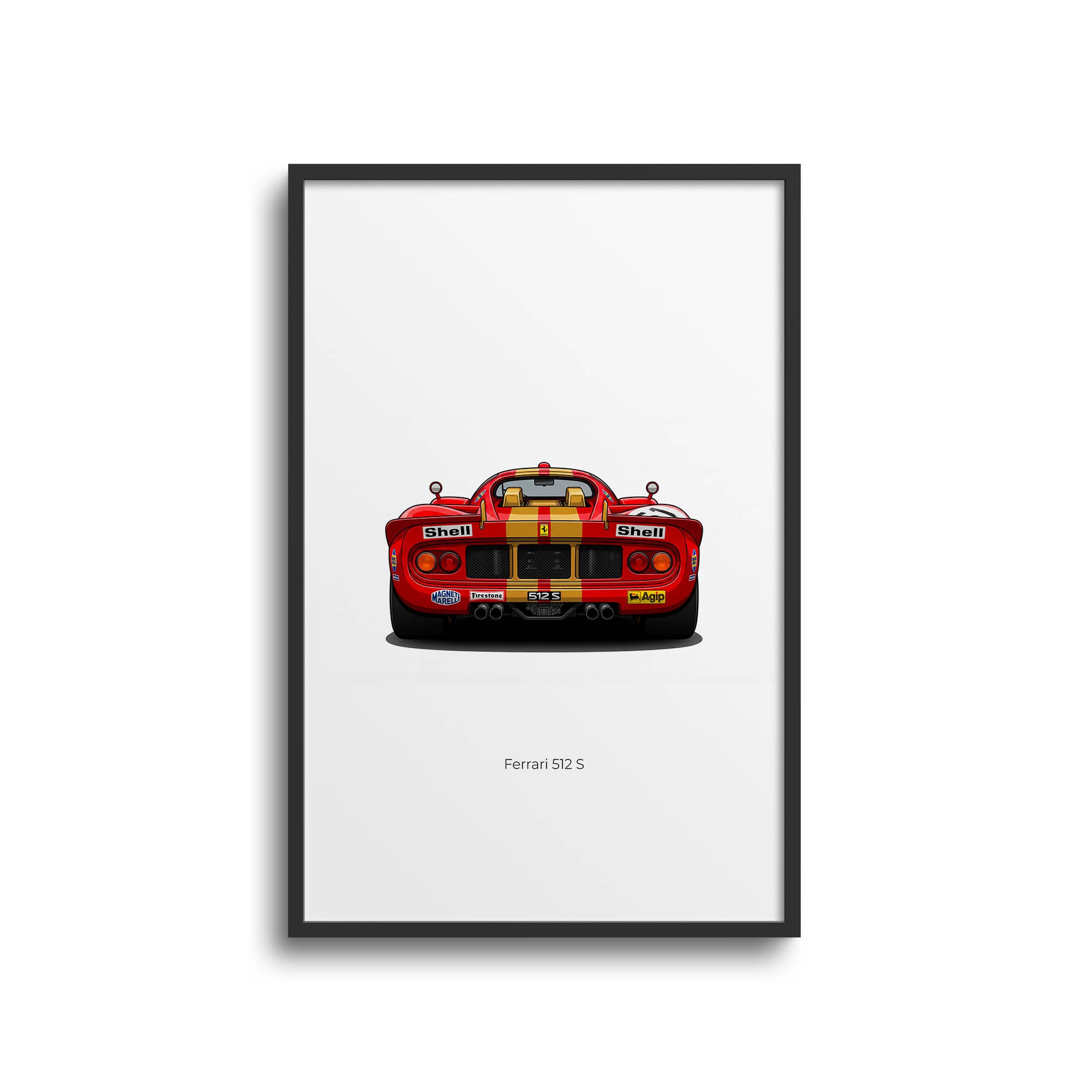 Ferrari 512 S Poster – 1970 Classic Racing Art Red Gold Livery Print