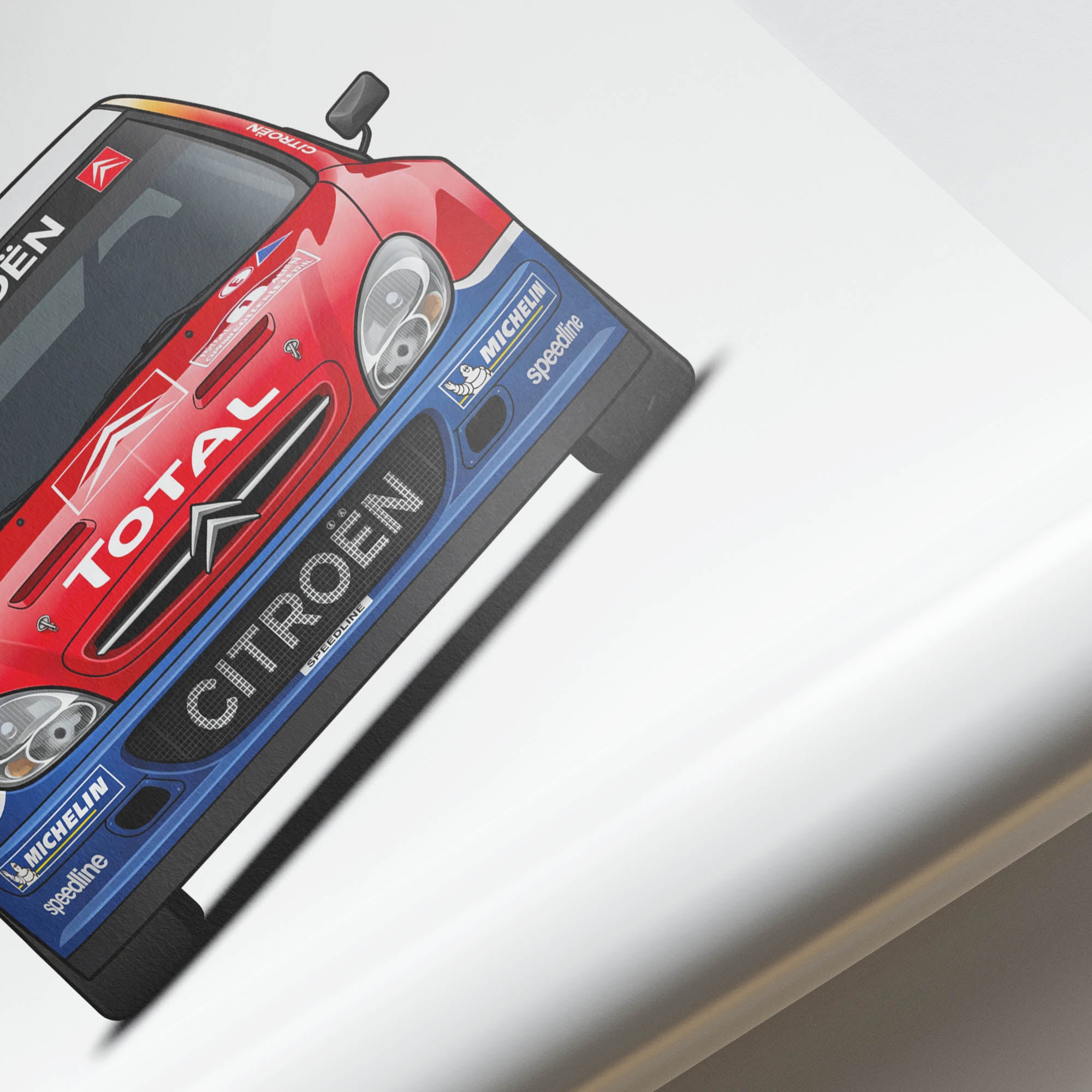 Citroen Xsara Poster - 2004 Rally Car Print With Red Blue Livery Front View