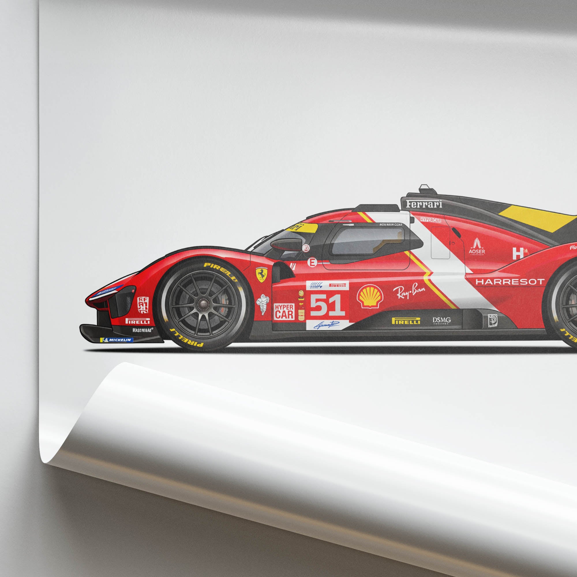 2023 Ferrari 499P 51 Alessandro Pier Guidi – Car Print