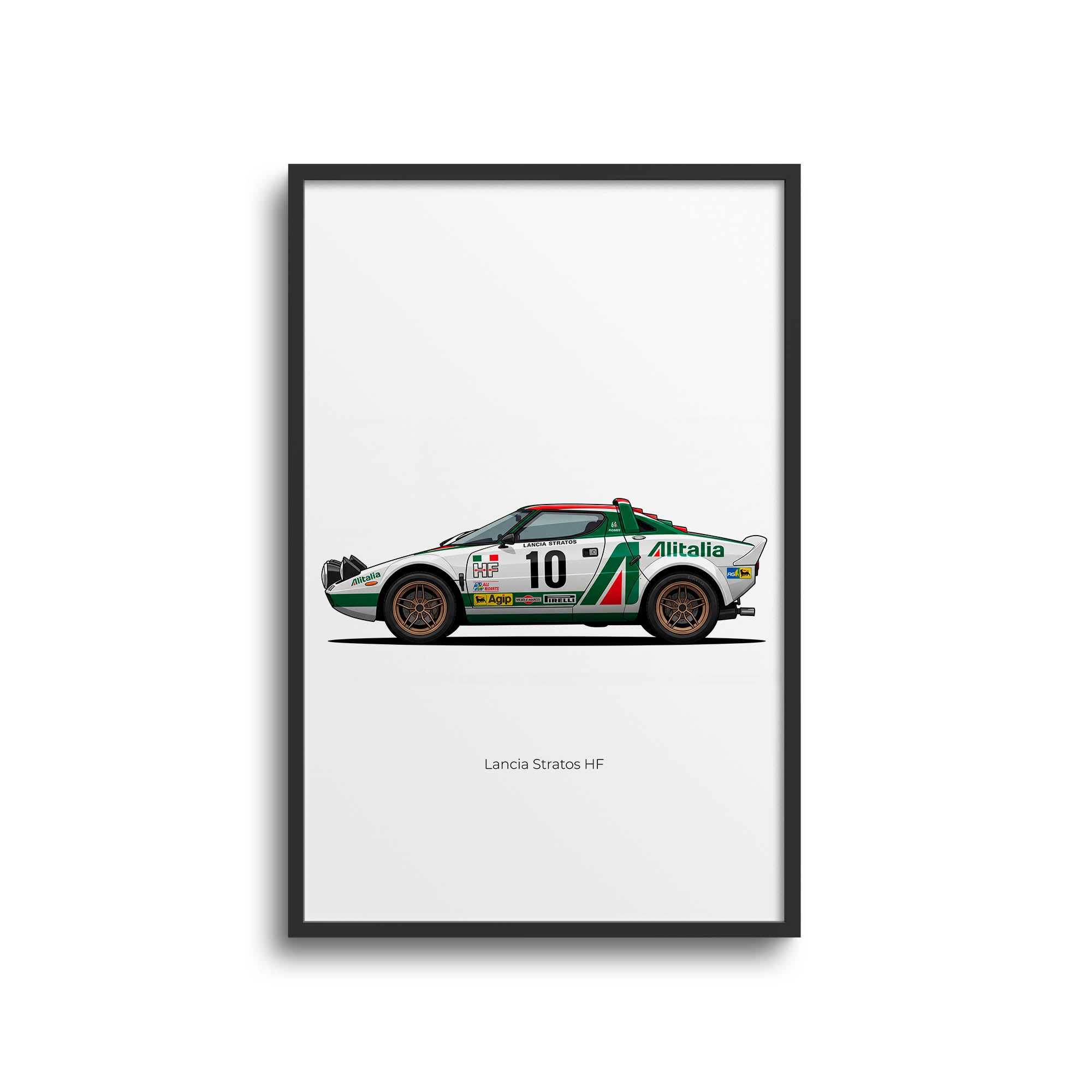 Lancia Stratos Poster – 1974 Alitalia Racing Rally Car Side View Print