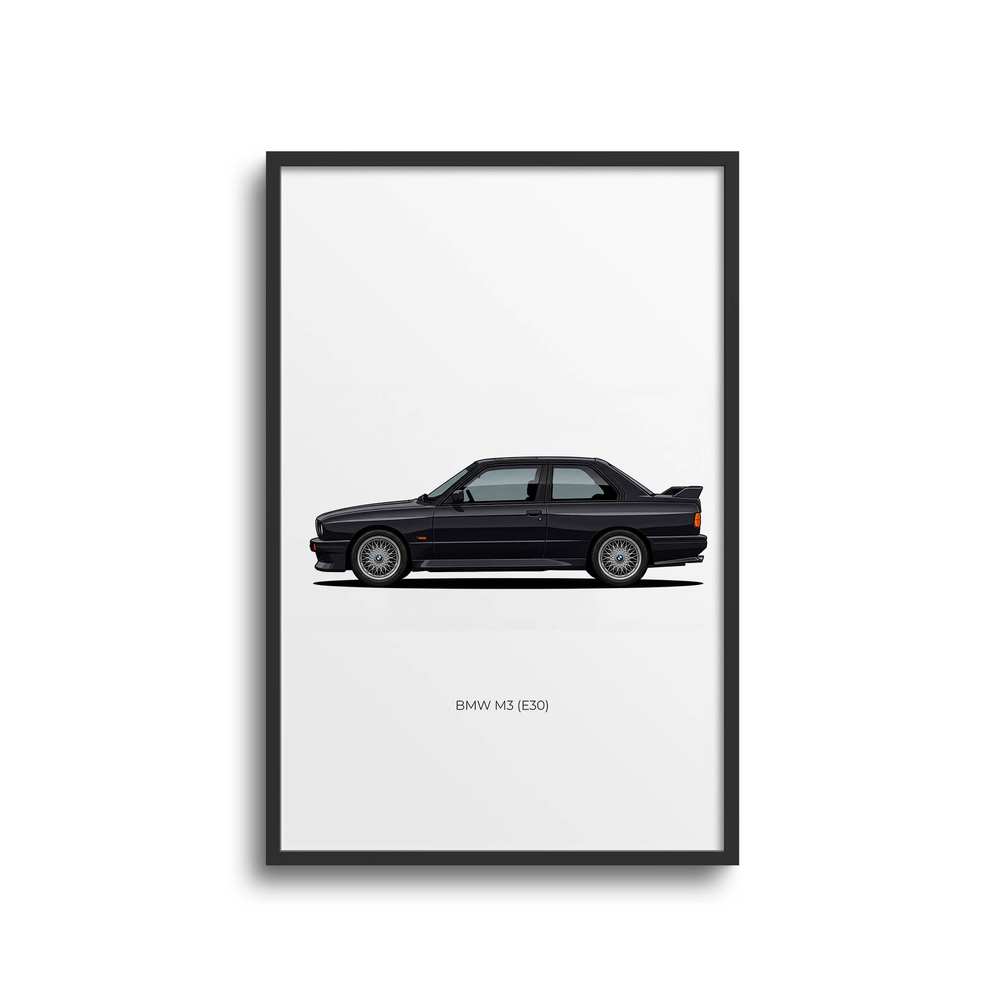 BMW M3 E30 Poster - 1987 Diamond Black Metallic Classic Car Wall Art