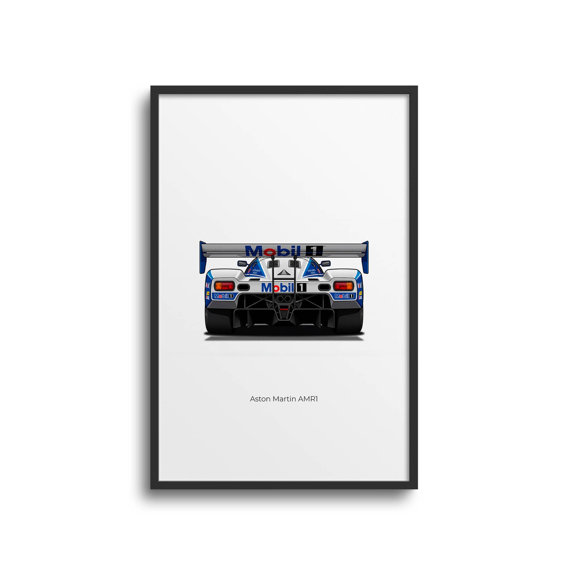 Aston Martin Amr1 Poster - 1989 Racing Car Art | White Blue Livery Print