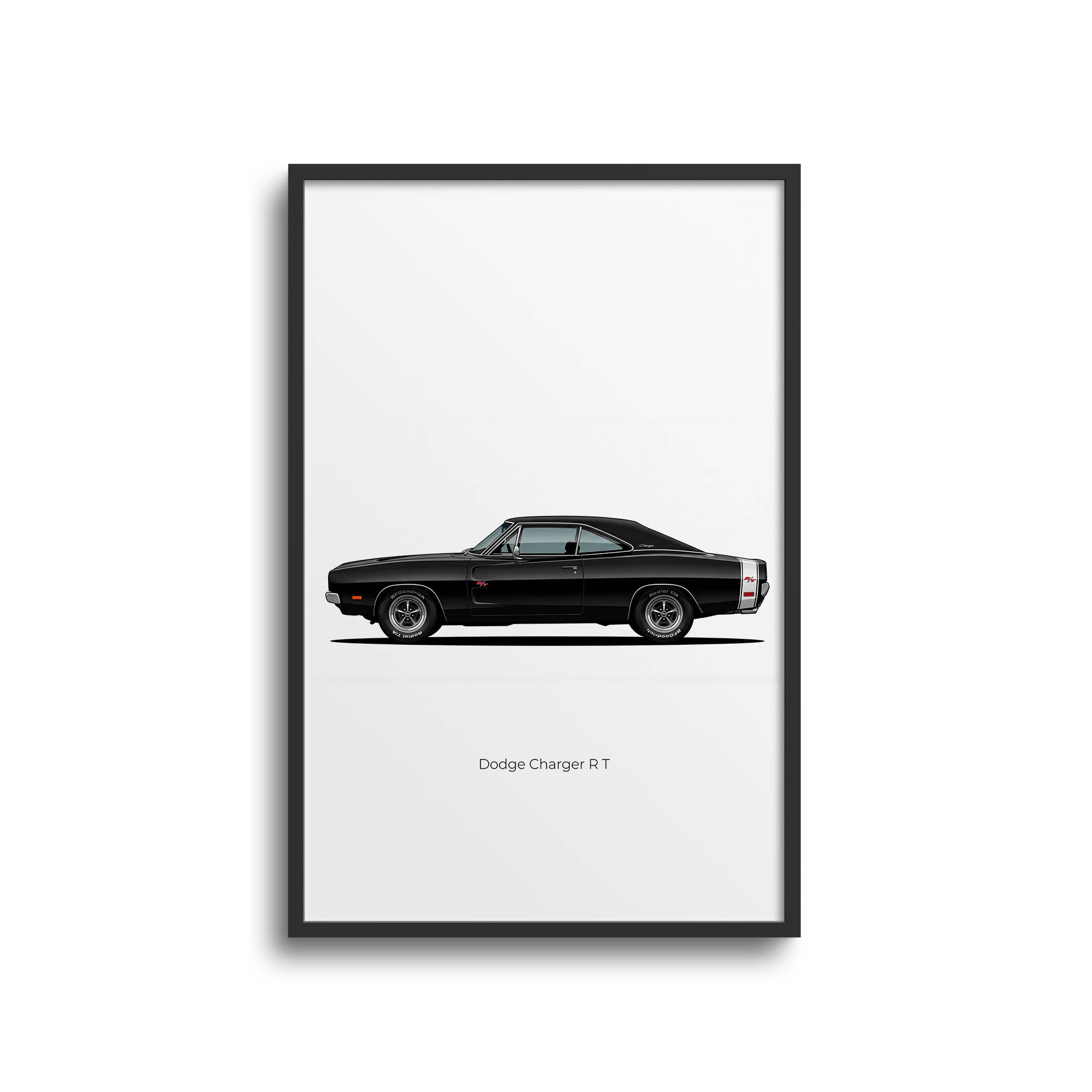 1969 Dodge Charger R T Black Side View Poster