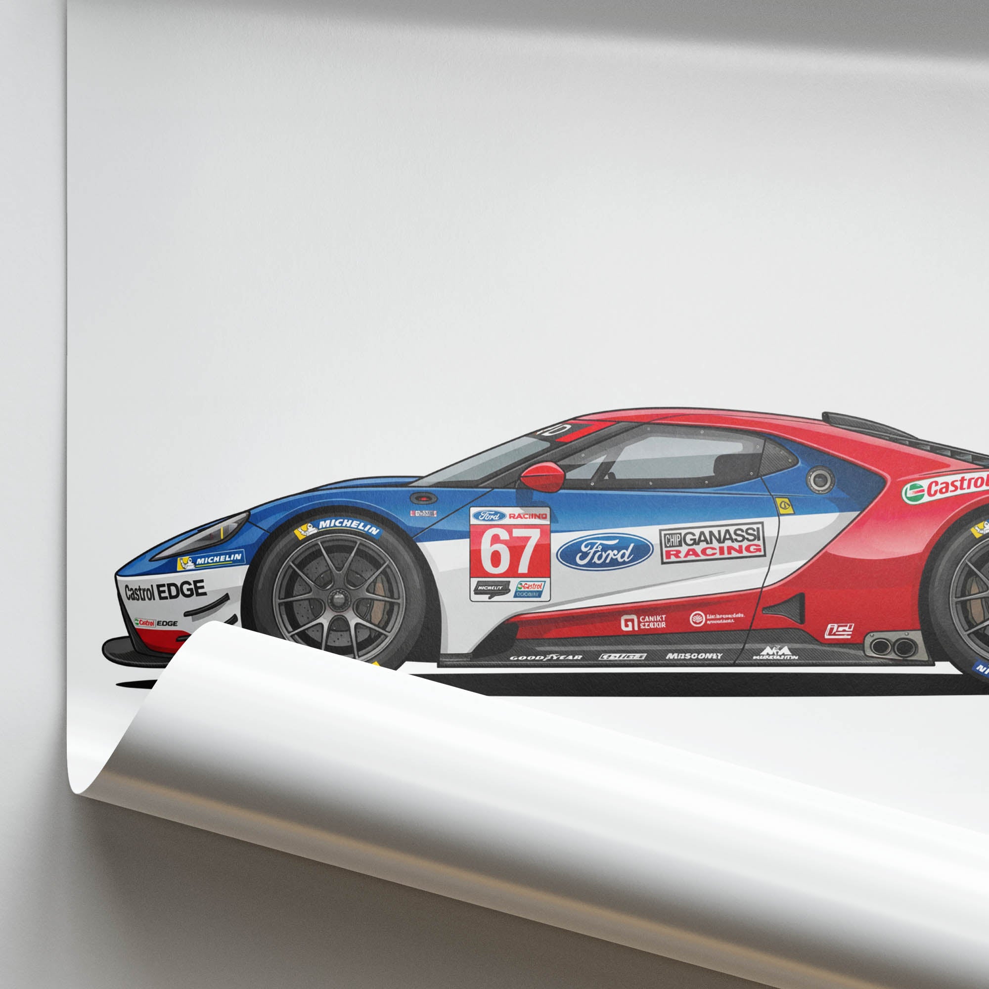 2016 Ford GT GTE Ford Chip Ganassi – Car Print (Side)