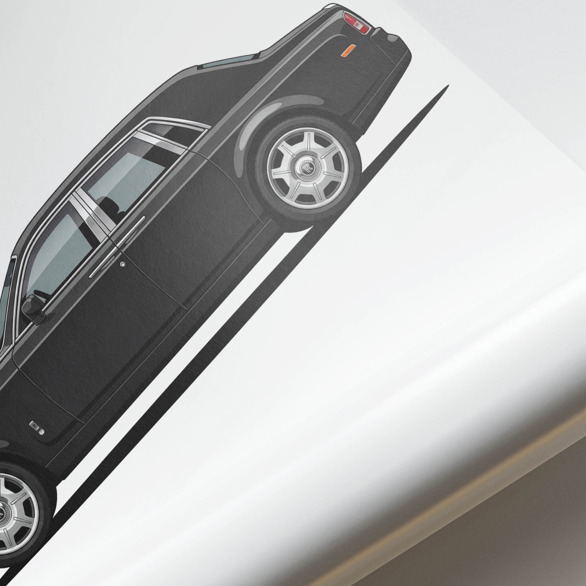 Rolls Royce Phantom Poster - Classic Car Poster With Silver Bonnet Design