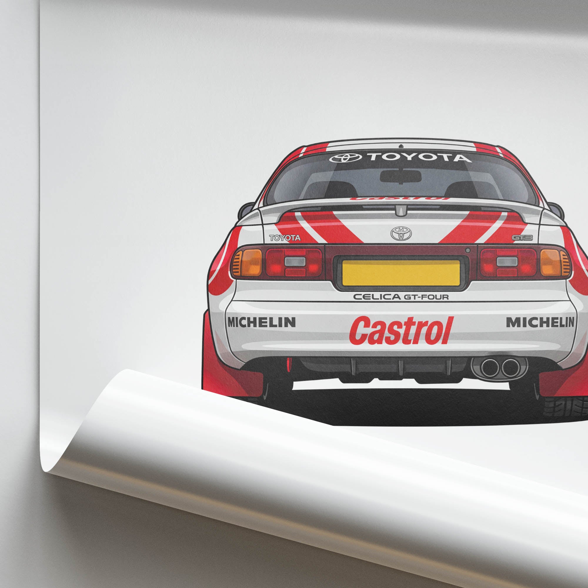 Toyota Celica Poster - 1990 Celica GT4 Rally Car Print With White And Red Livery
