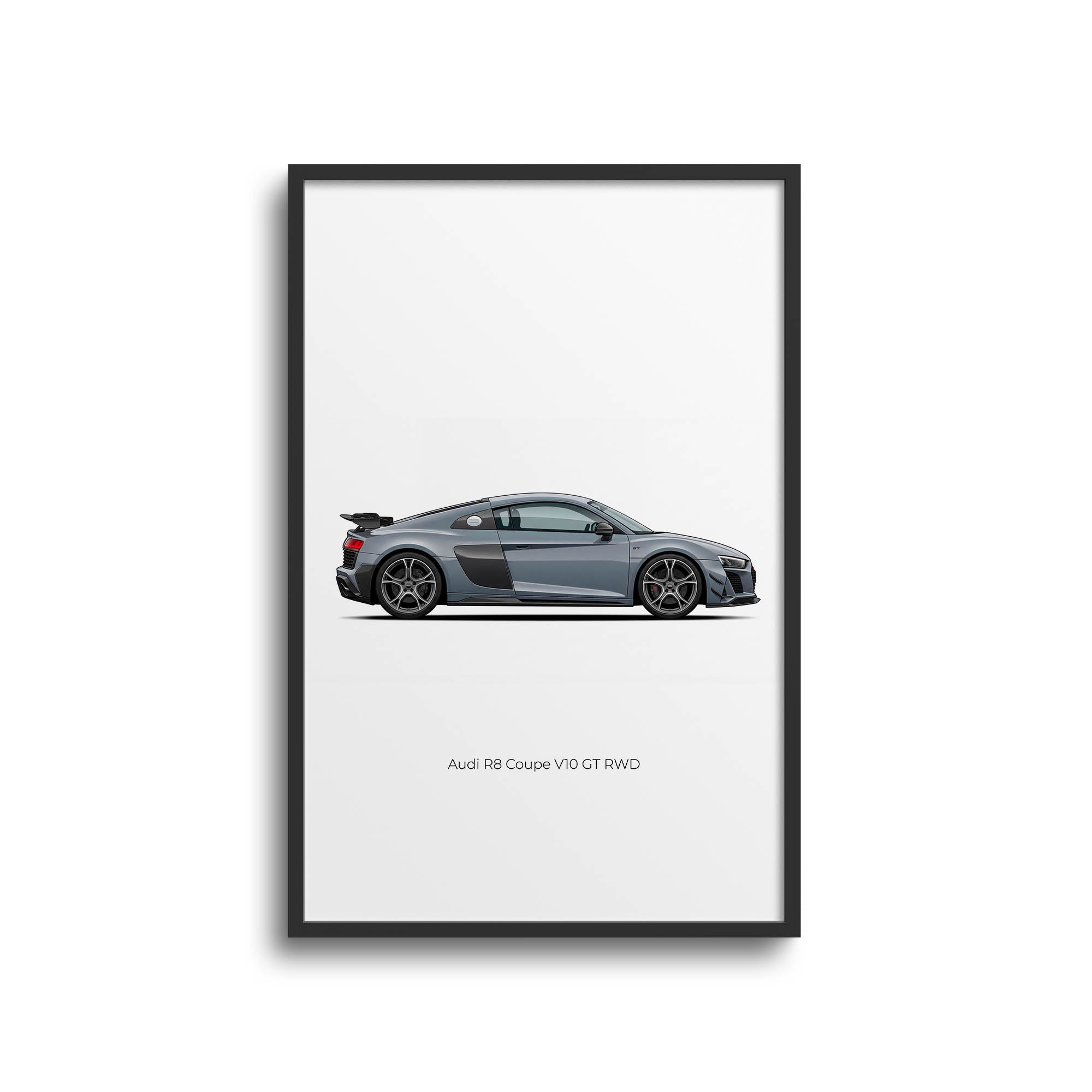 Audi R8 Coupe Poster – 2023 V10 GT Suzuka Grey Sports Car Art Print