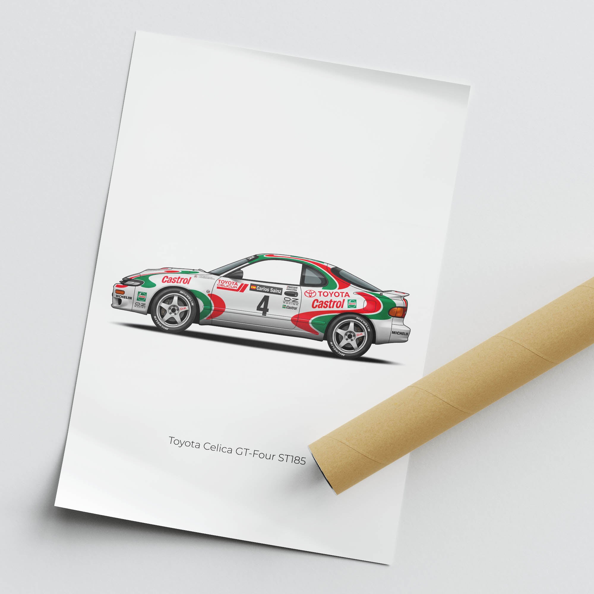 Toyota Celica Poster - 1992 Celica GT Four ST185 Rally Car Print Side View