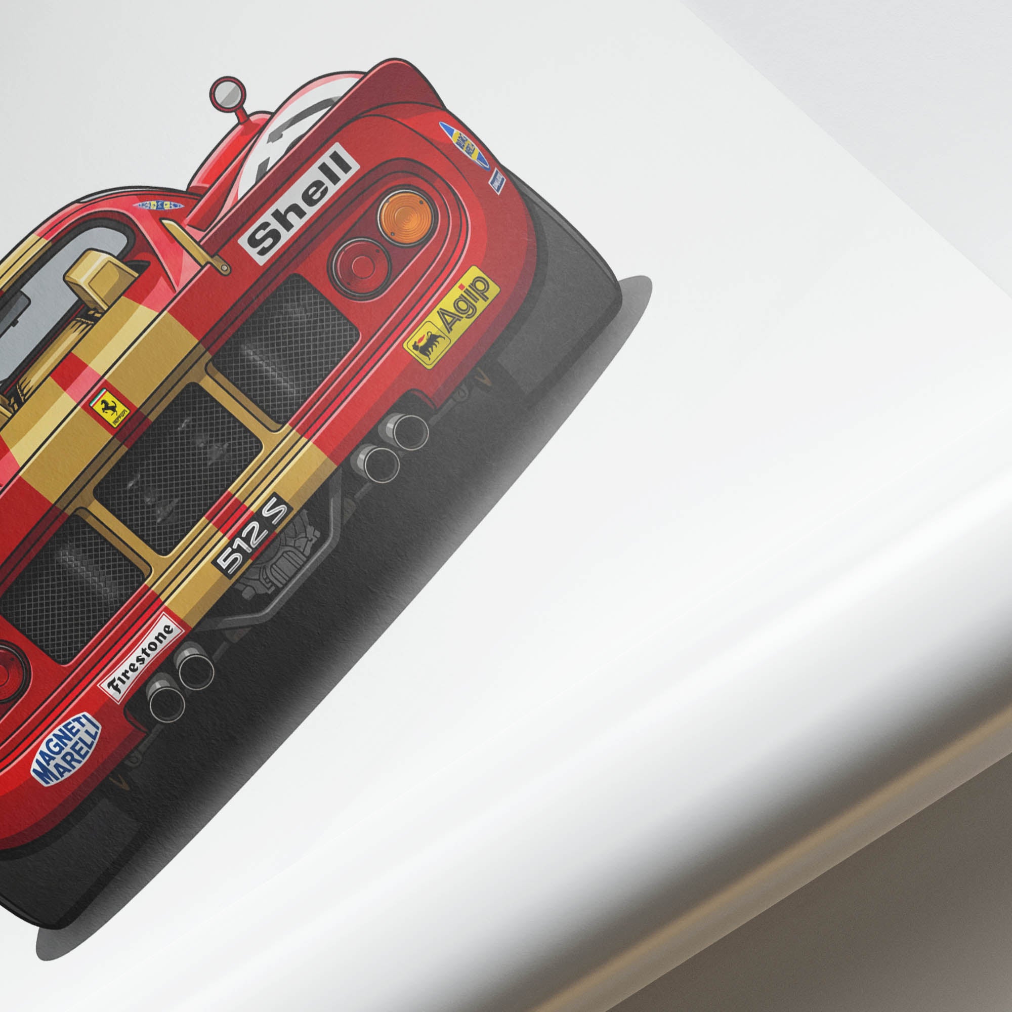 Ferrari 512 S Poster – 1970 Classic Racing Art Red Gold Livery Print