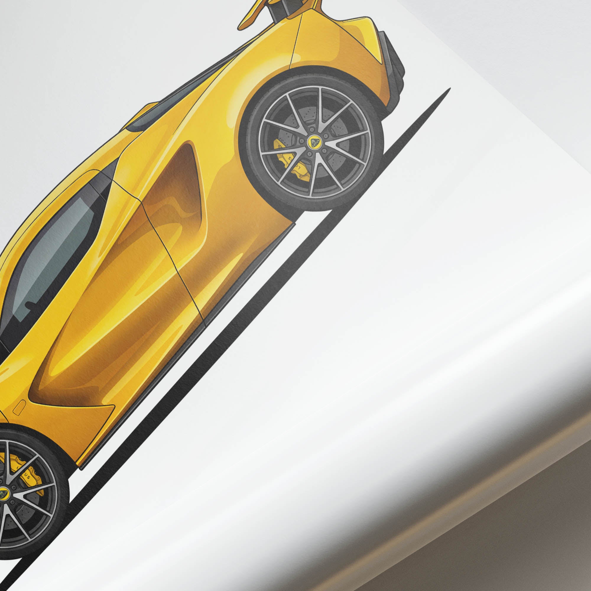 Lotus Evija Poster - 2021 Solar Yellow Hypercar Side View Print
