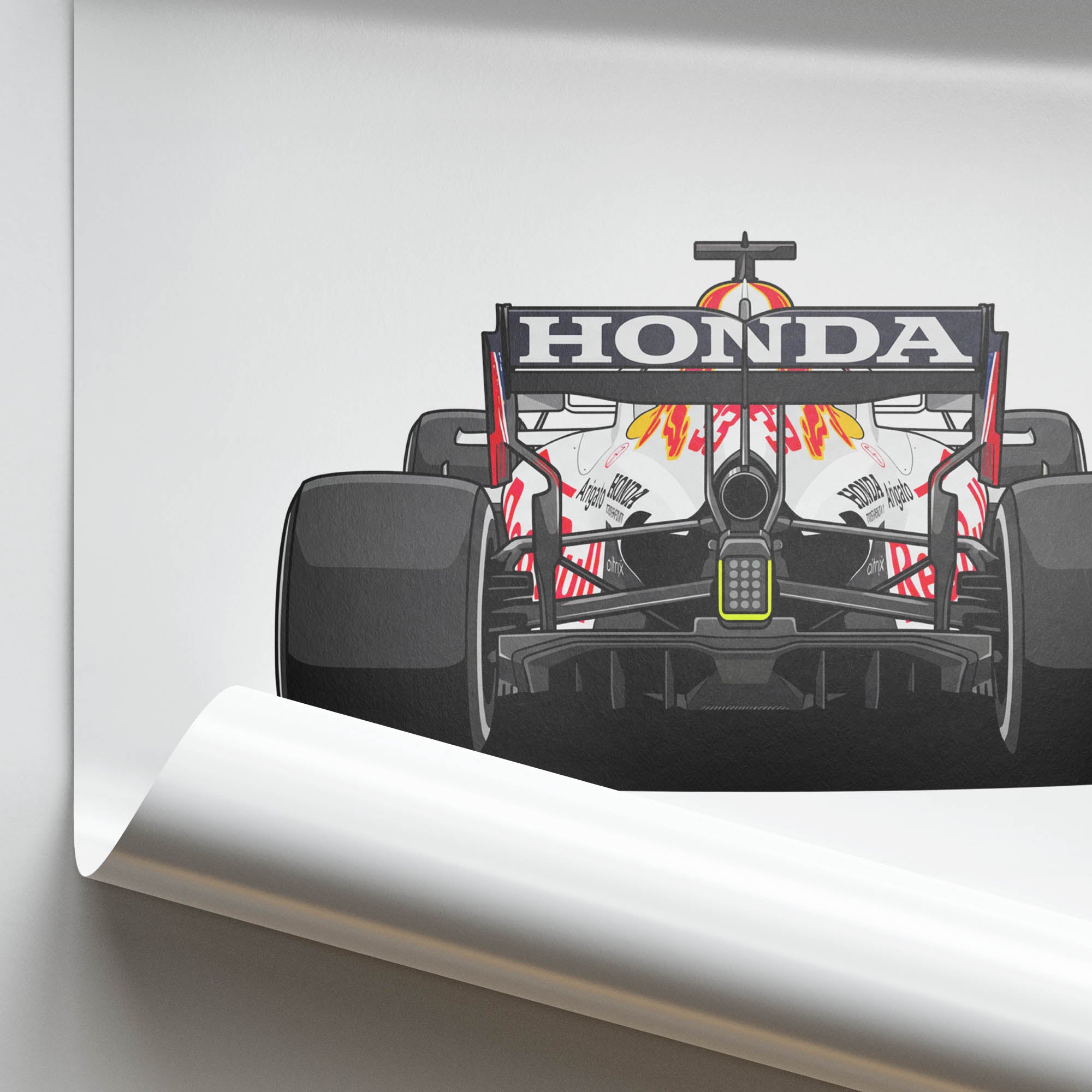 2021 Red Bull RB16B Max Verstappen White Honda – Car Print