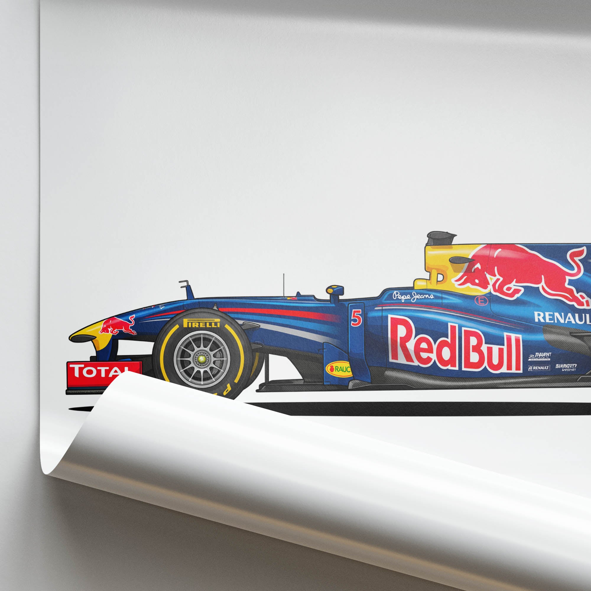 2010 Red Bull RB6 Sebastian Vettel Blue – Car Print (Side)