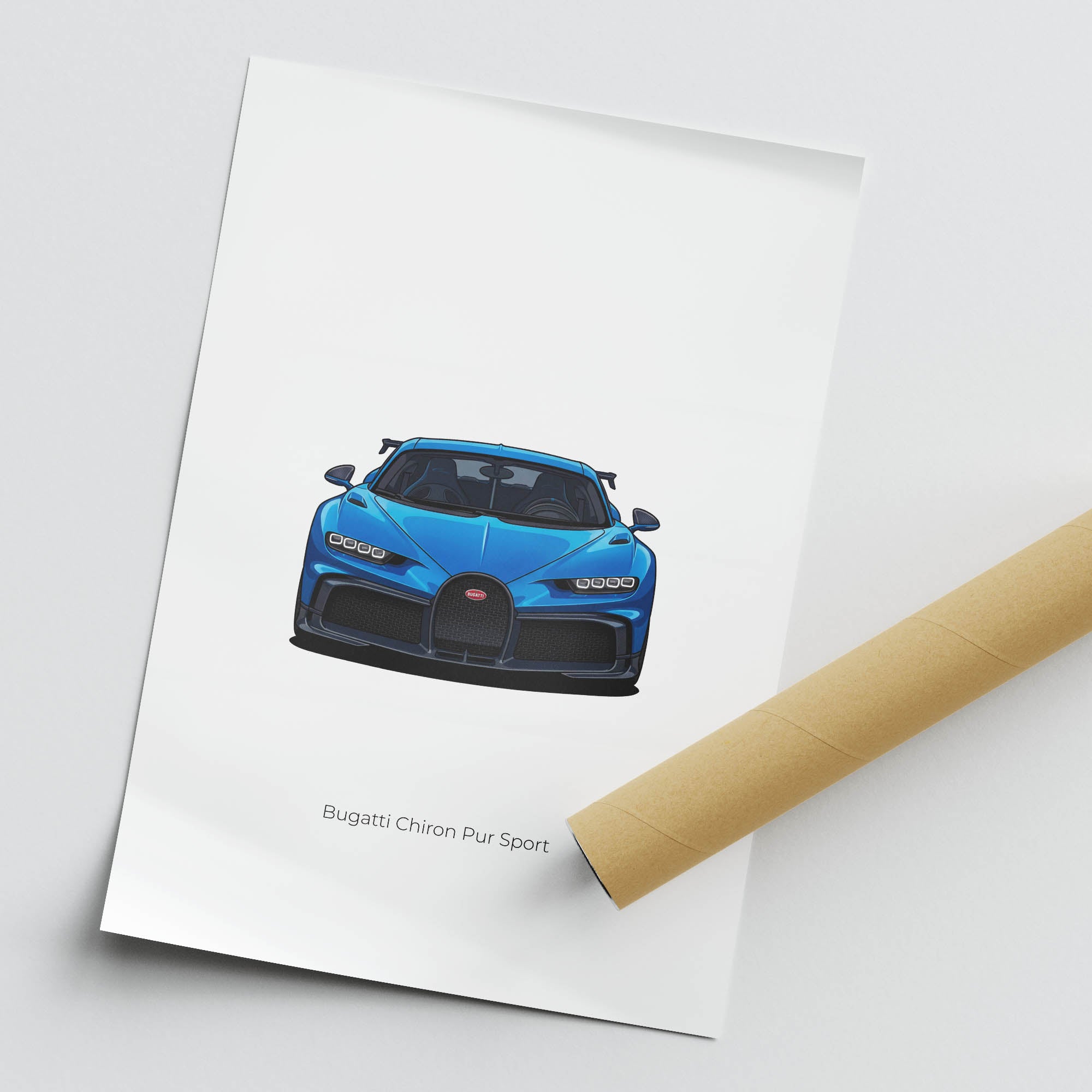 Bugatti Chiron Poster – 2021 Pur Sport Agile Blue Supercar Wall Art Print