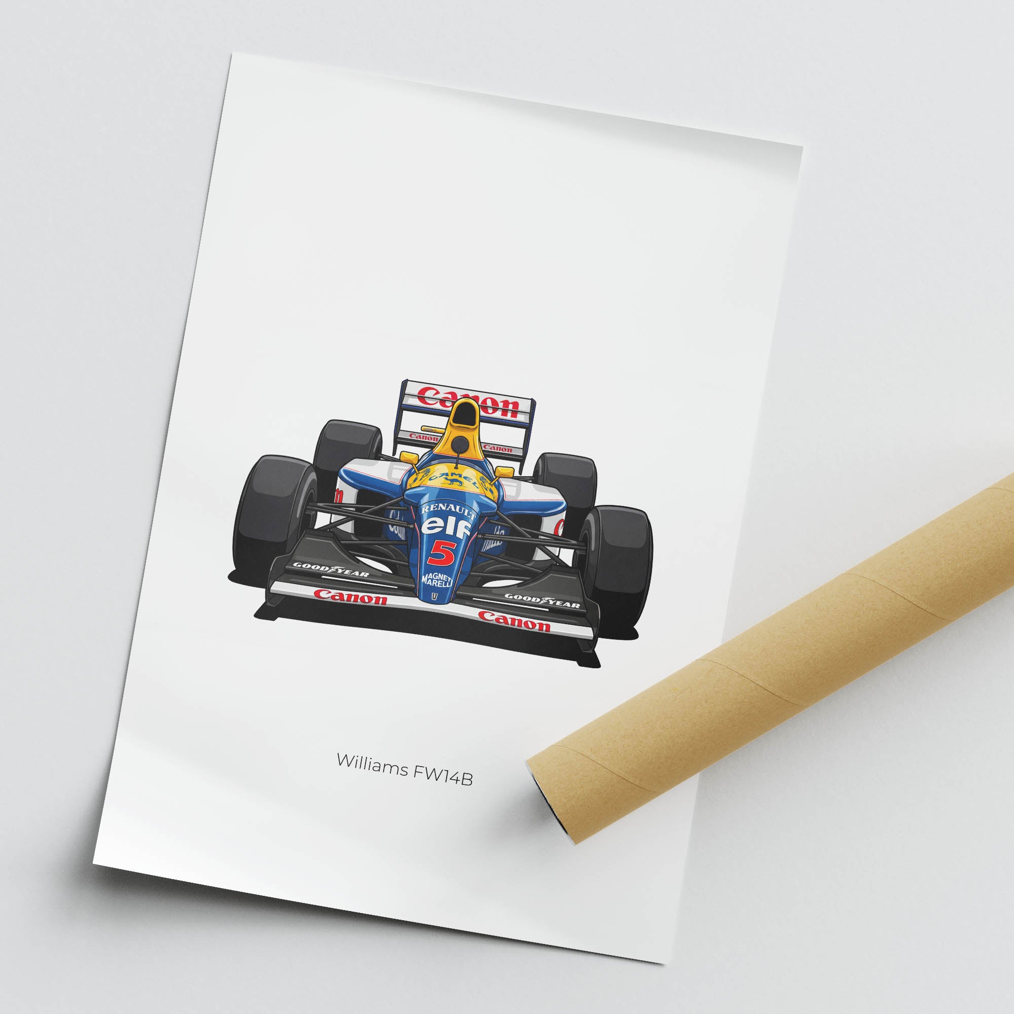 Williams Fw14B Poster - 1992 Nigel Mansell Red 5 Canon Livery Racing Print