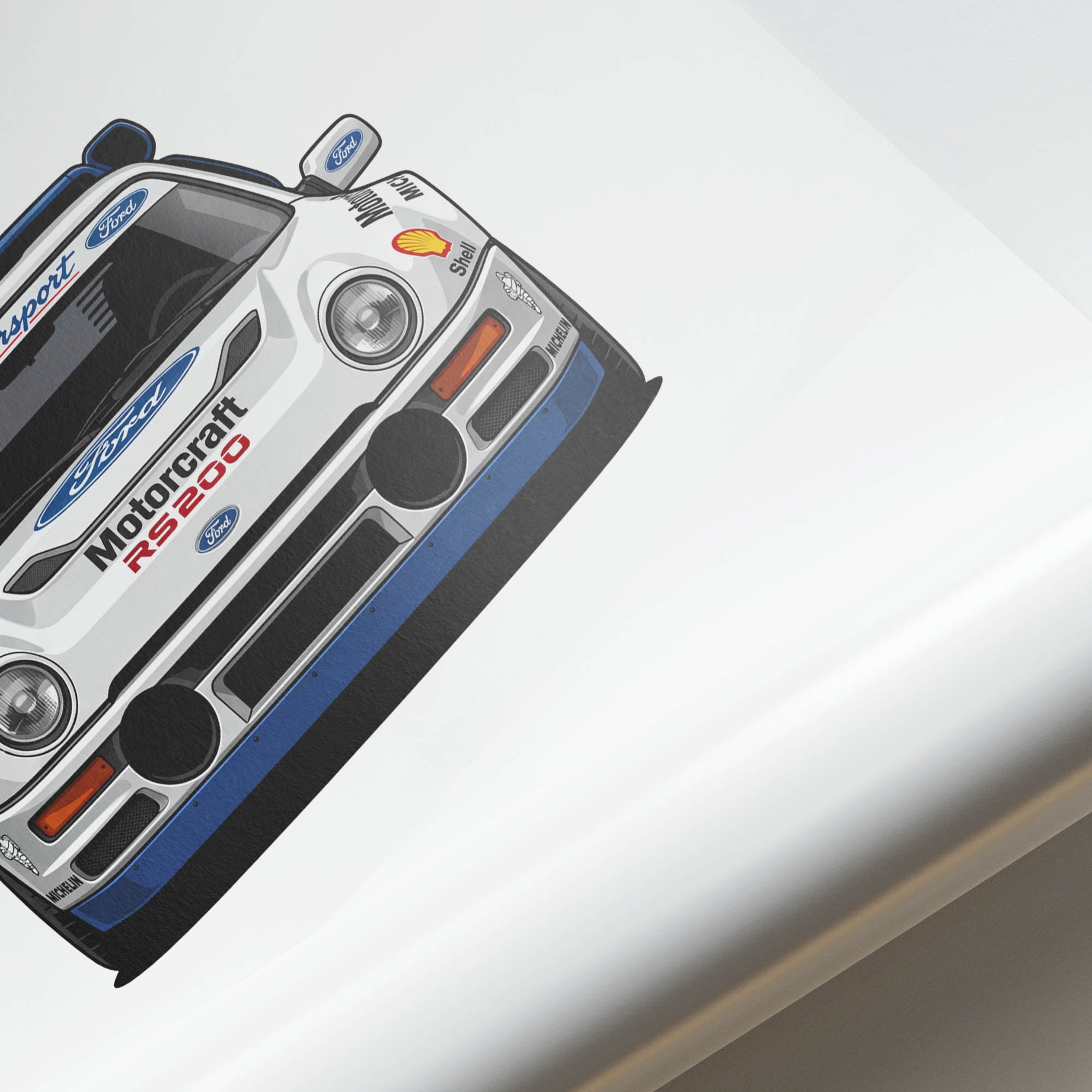 Ford Rs200 Poster - 1986 Motorsport Racing Print | Blue White Livery Art